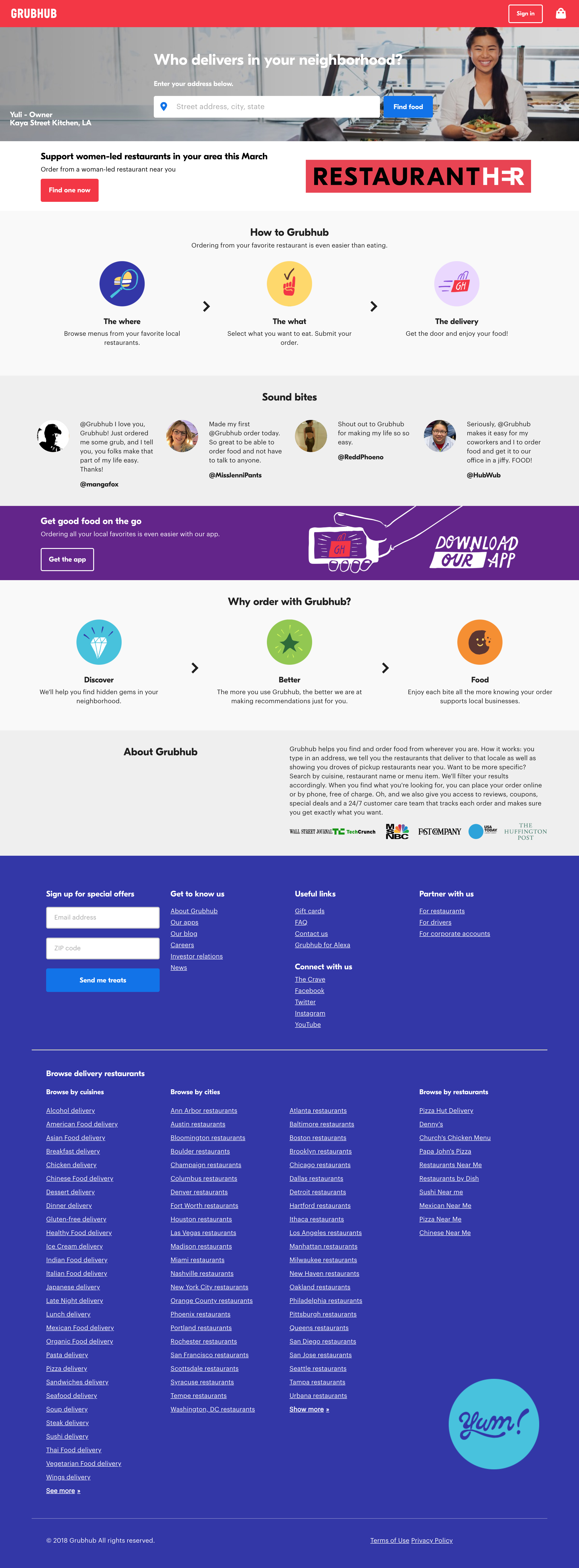 Screenshot of Landing page