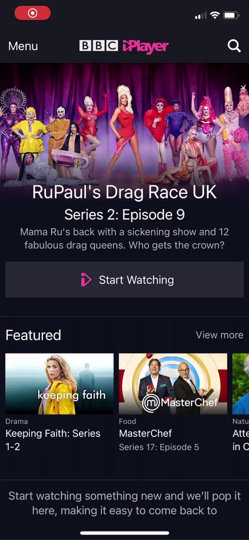 General browsing on BBC iPlayer video thumbnail