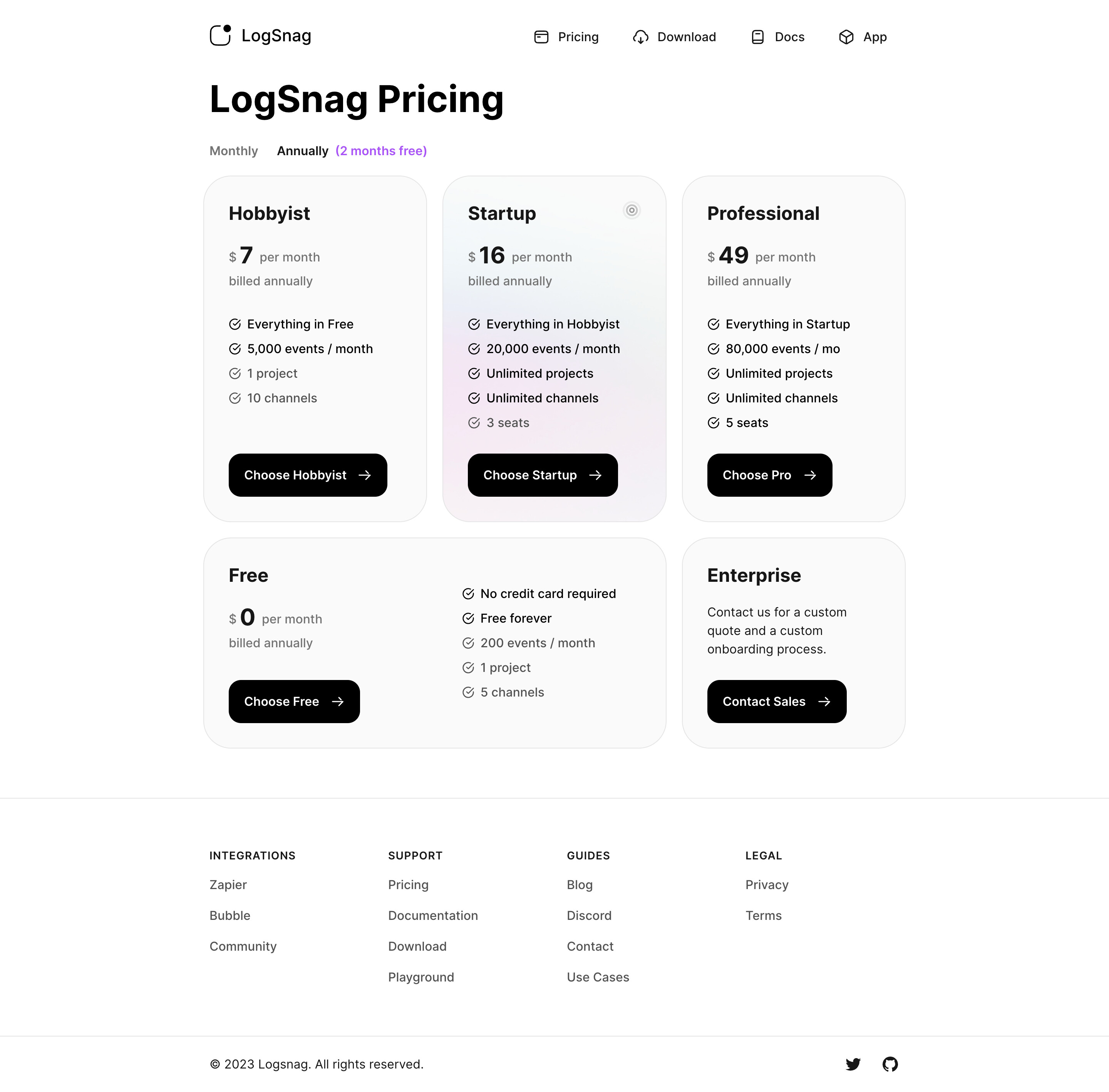 Screenshot of Pricing