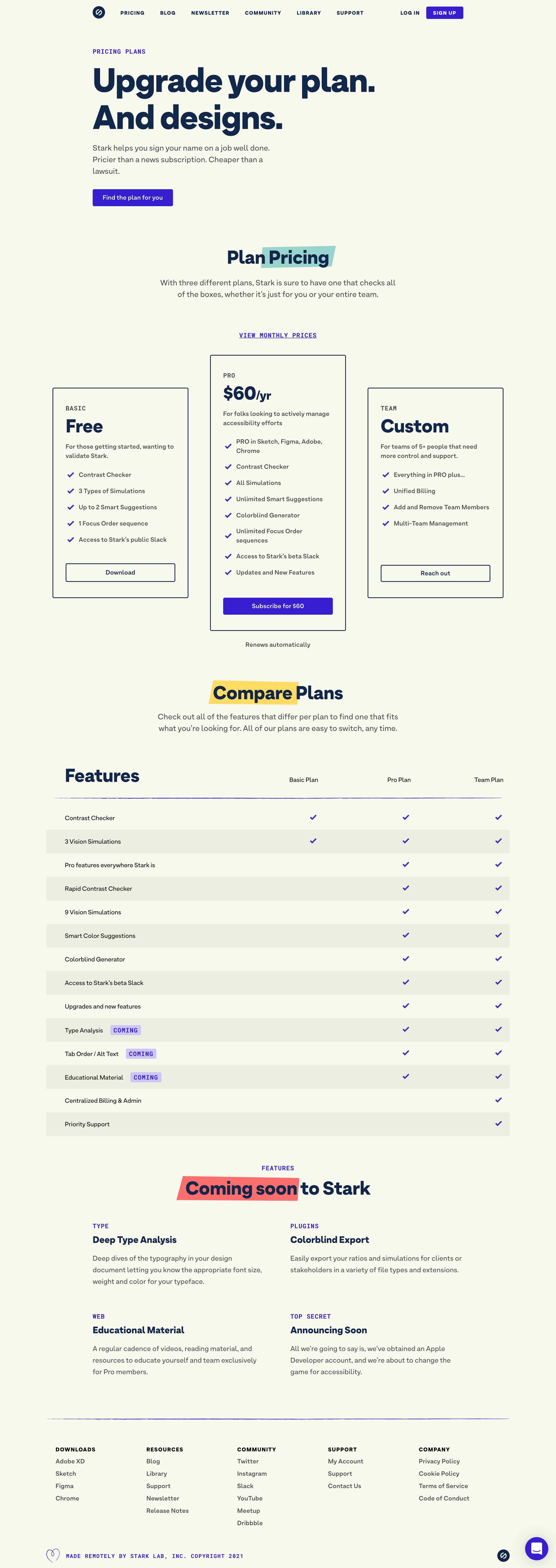 Screenshot of Pricing