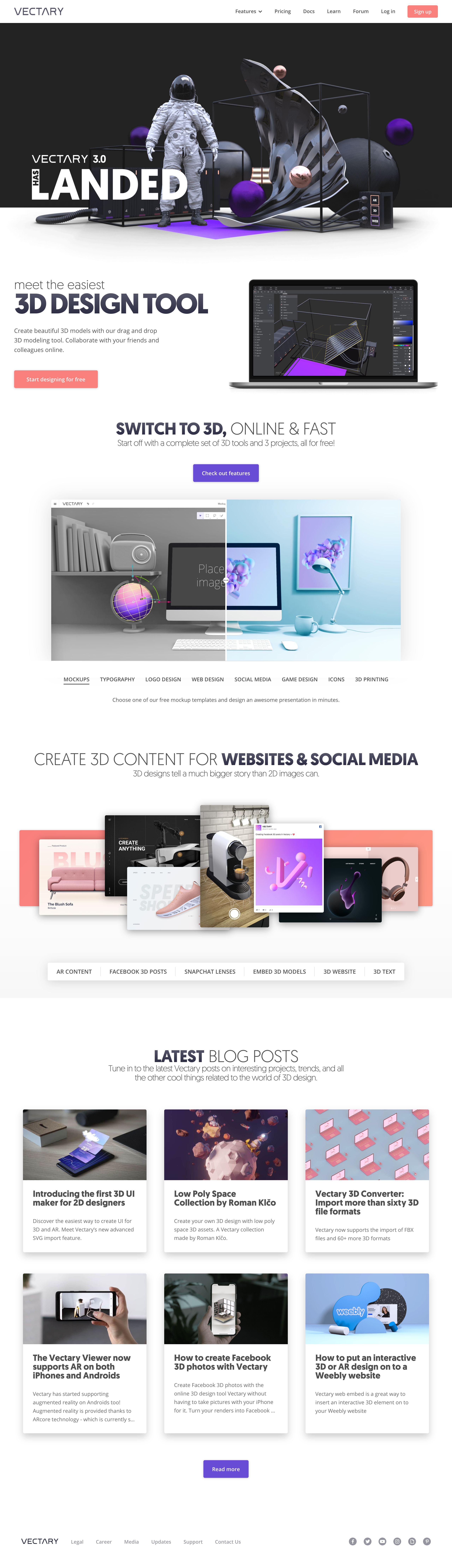 Screenshot of Landing page