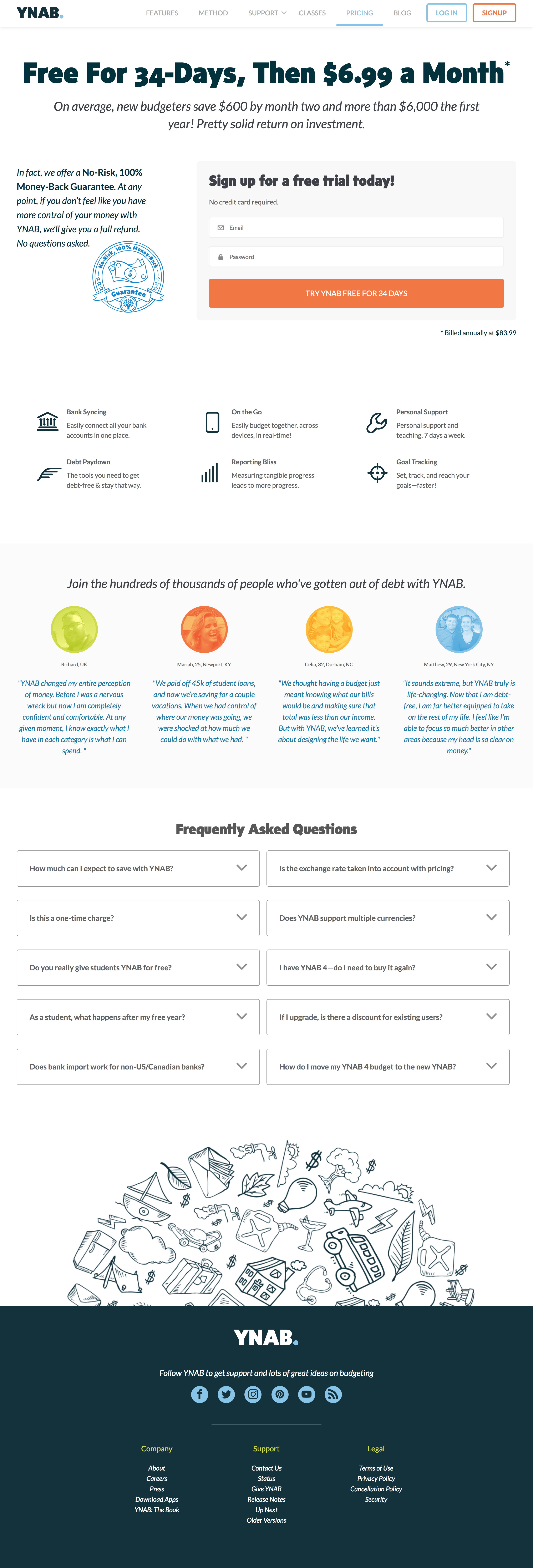 Screenshot of Pricing