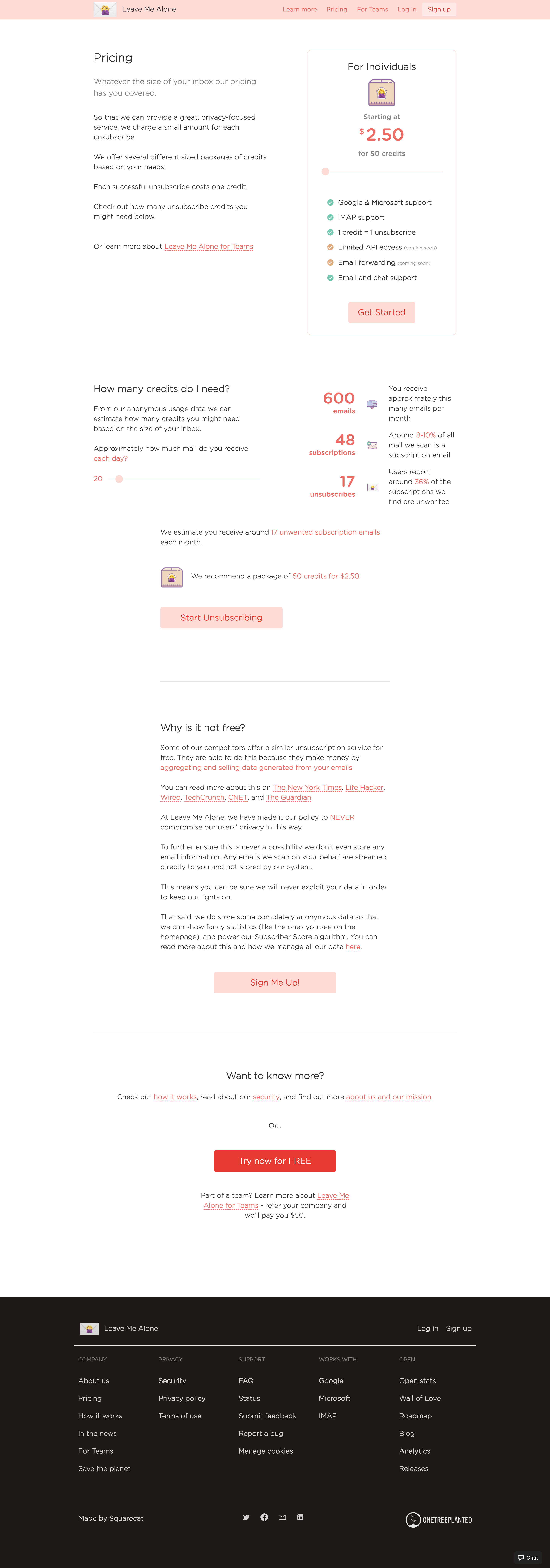 Screenshot of Pricing