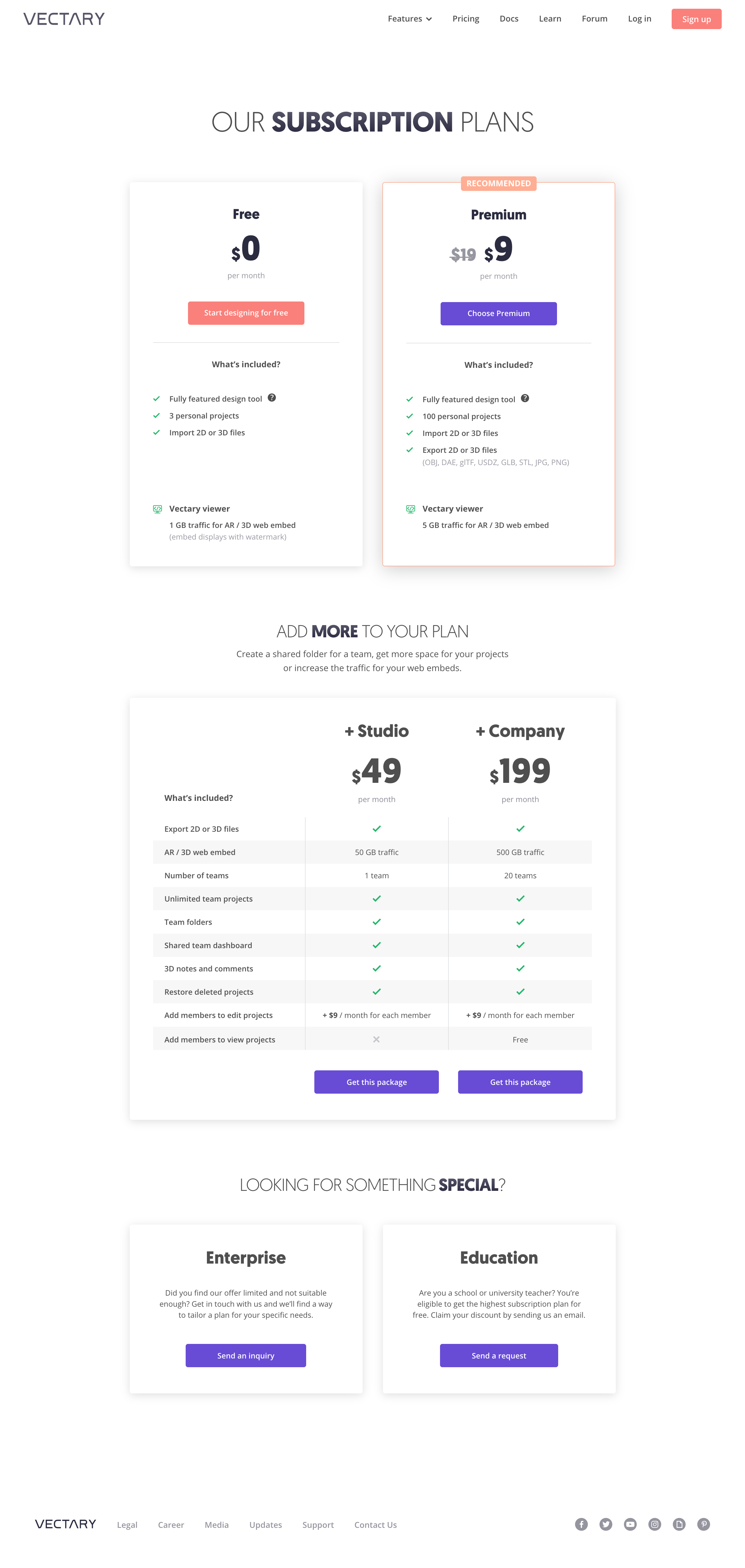 Screenshot of Pricing