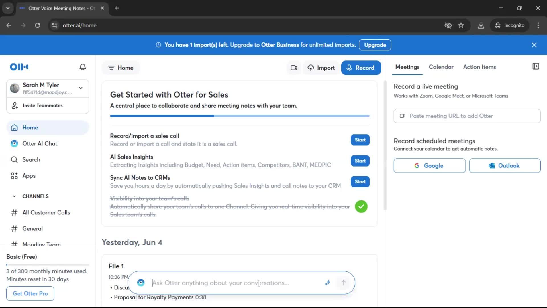 Chat bot screenshot