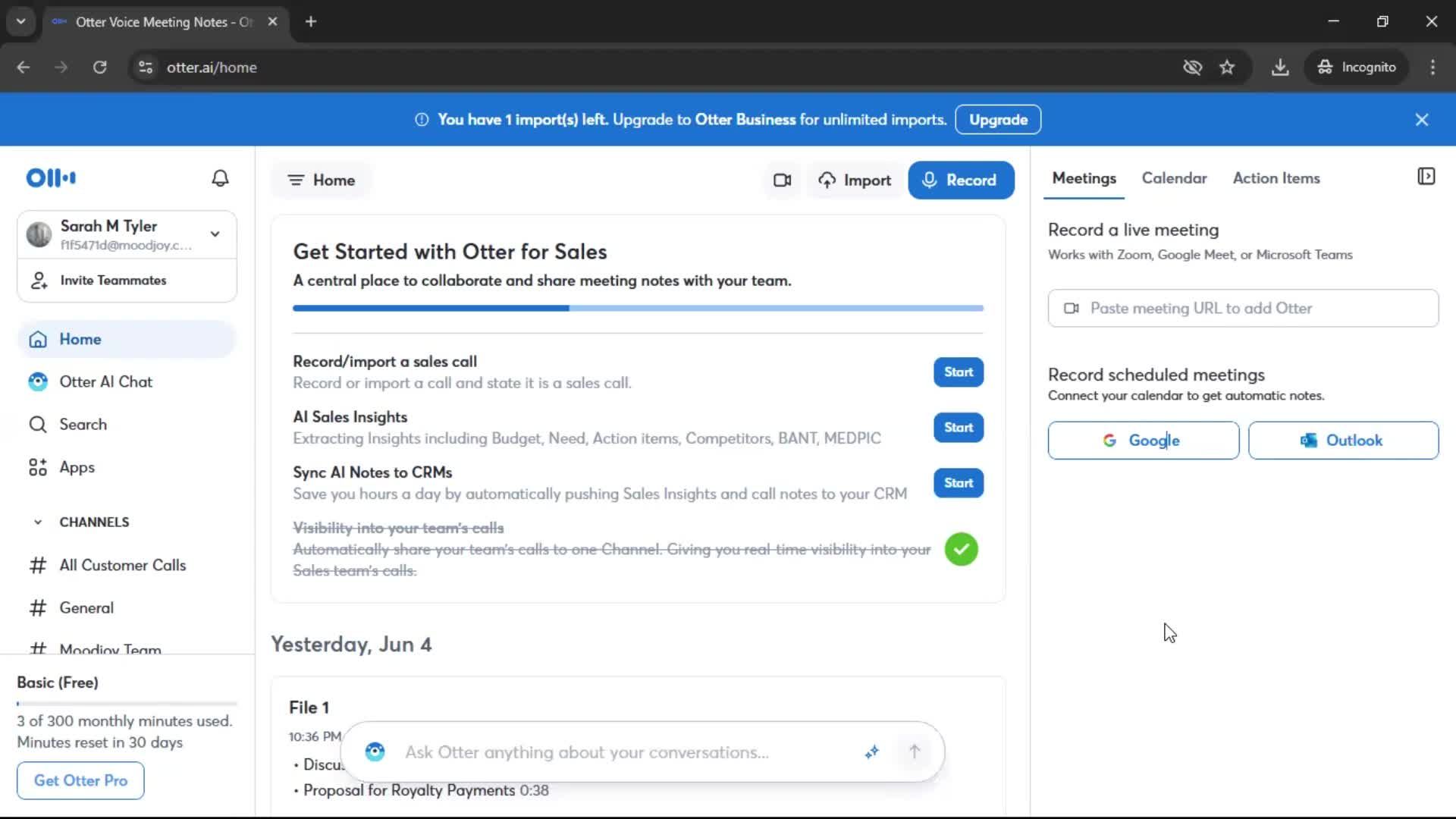 Chat bot screenshot