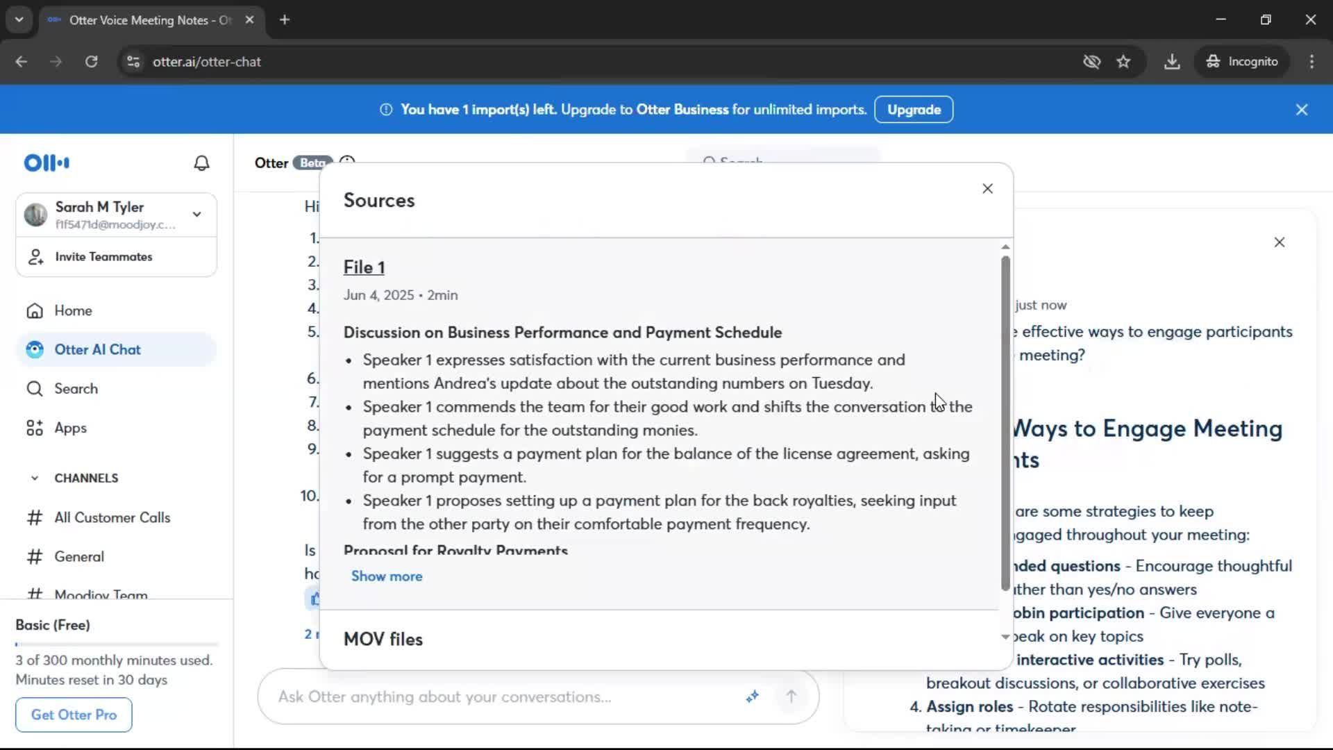 Chat bot screenshot