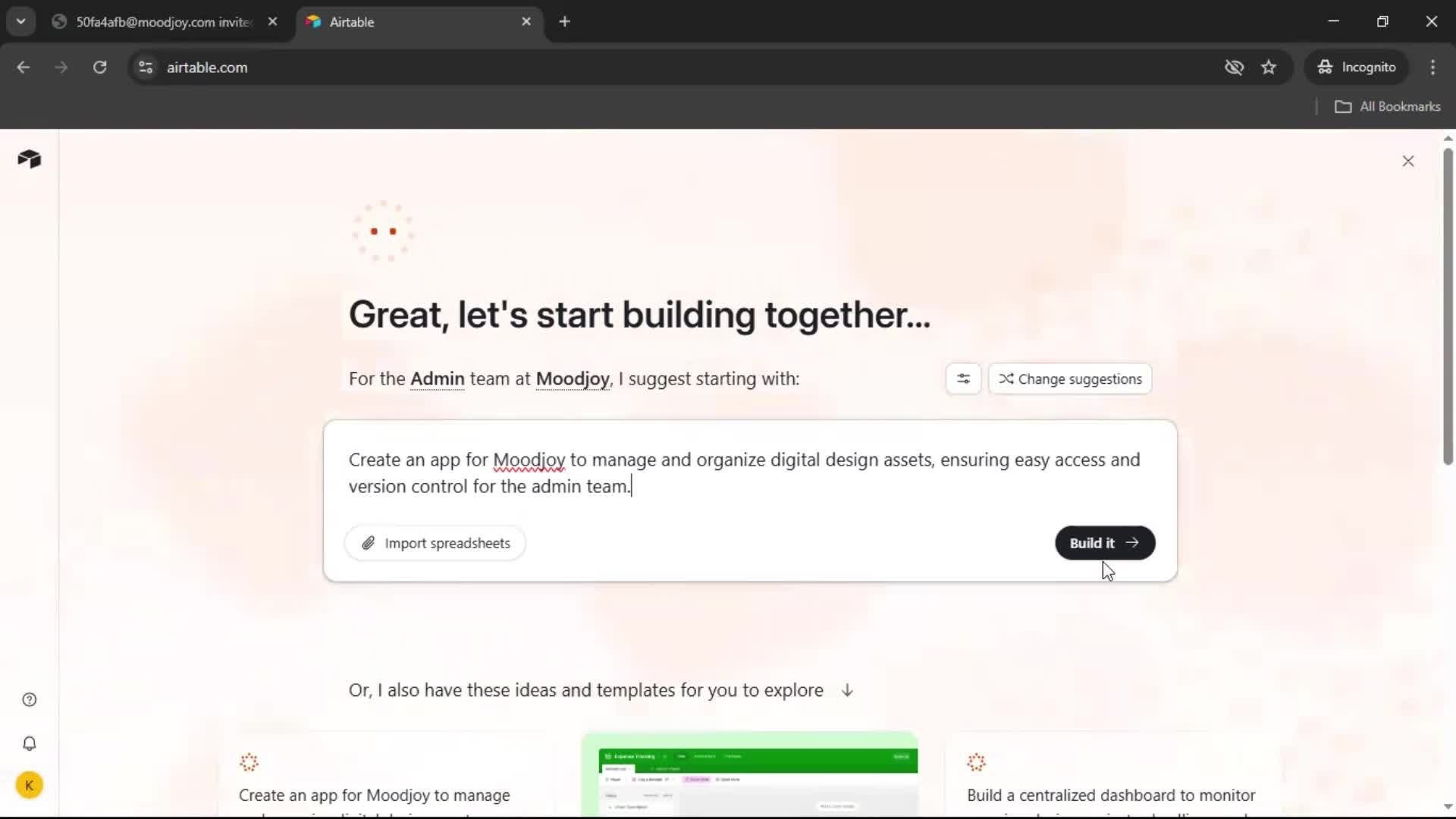 Accepting an invite screenshot
