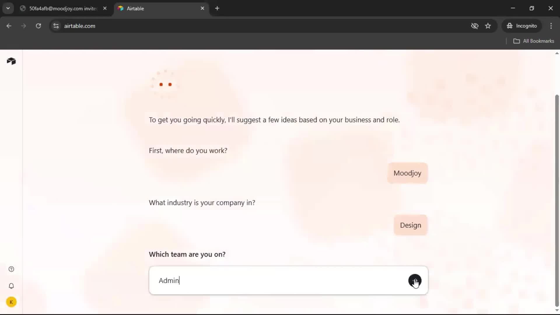 Accepting an invite screenshot