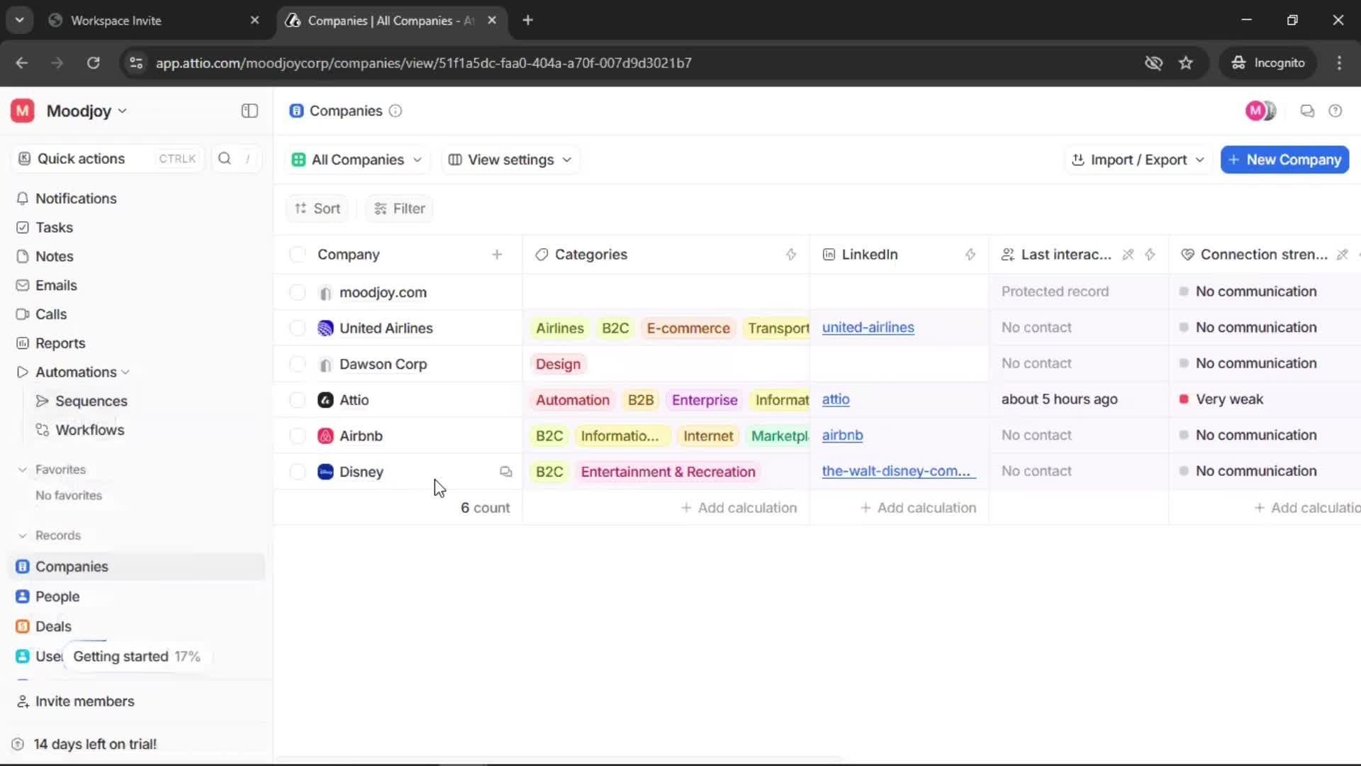Accepting an invite screenshot