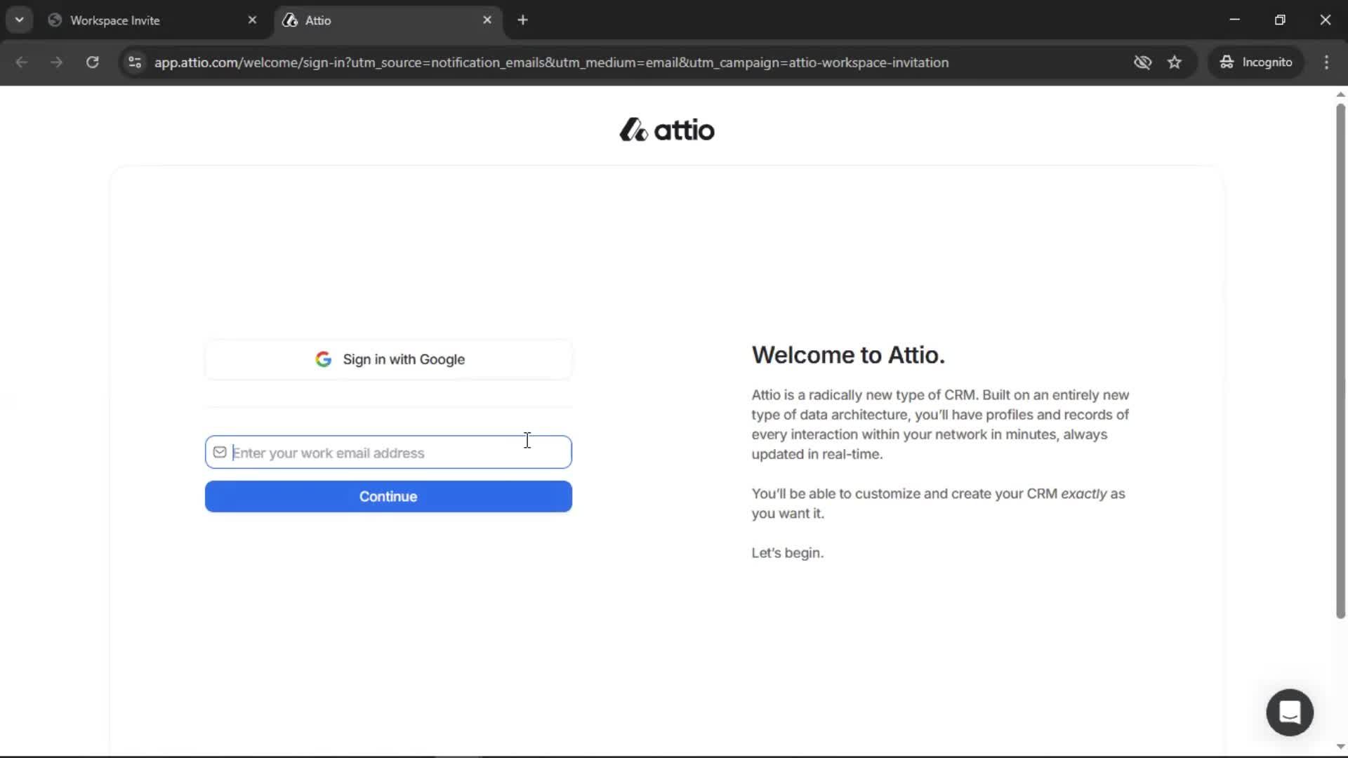 Accepting an invite on Attio video thumbnail