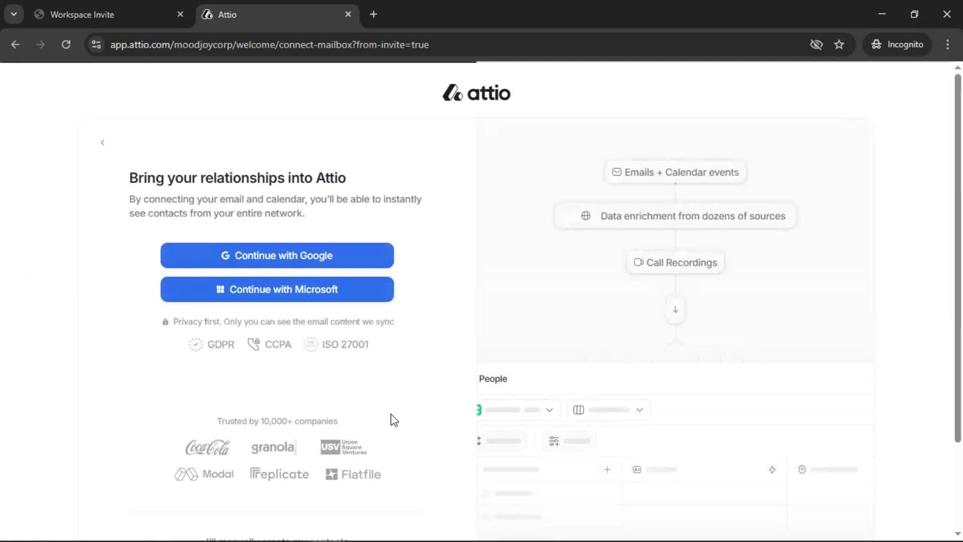 Accepting an invite screenshot
