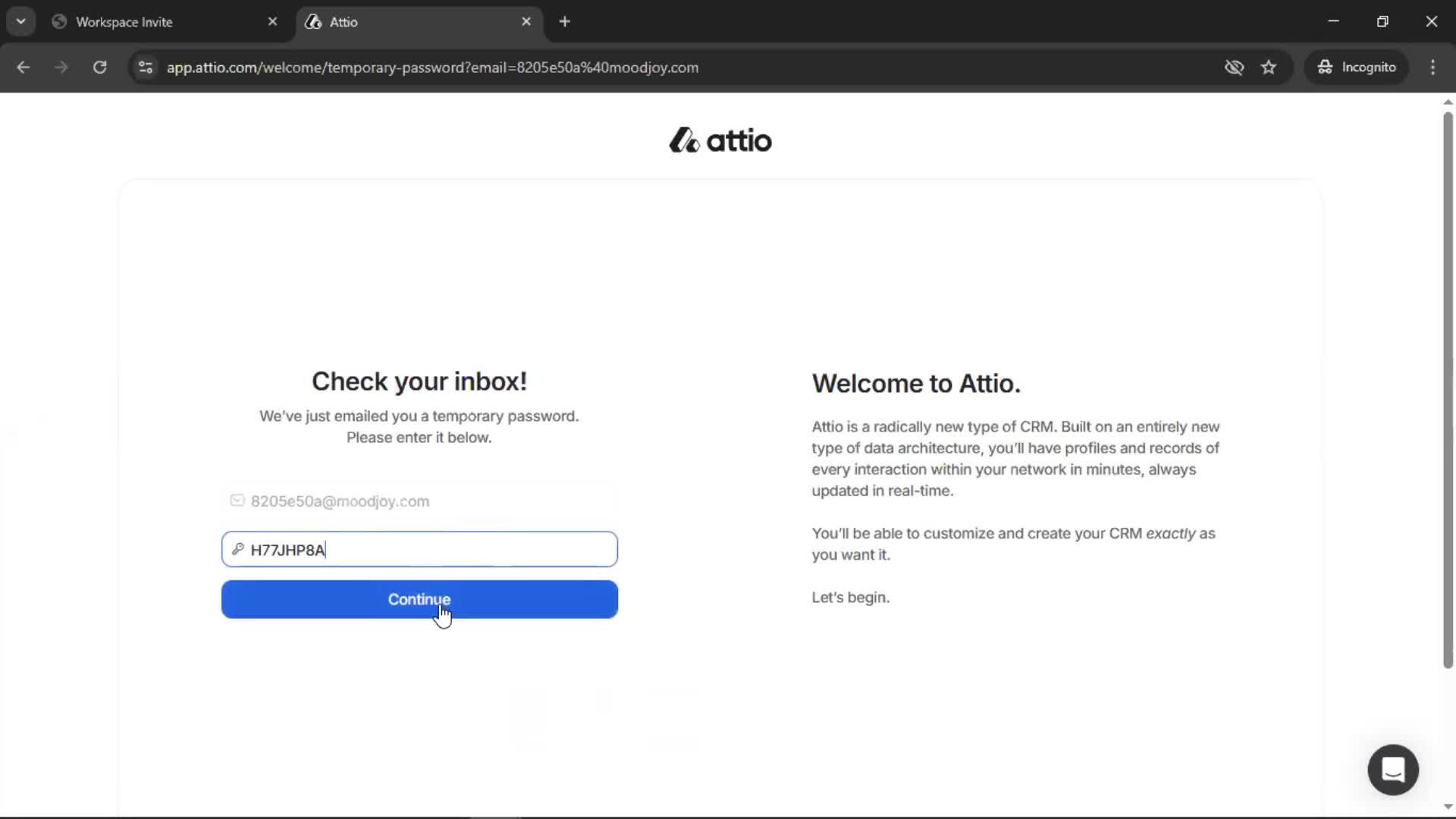 Accepting an invite screenshot