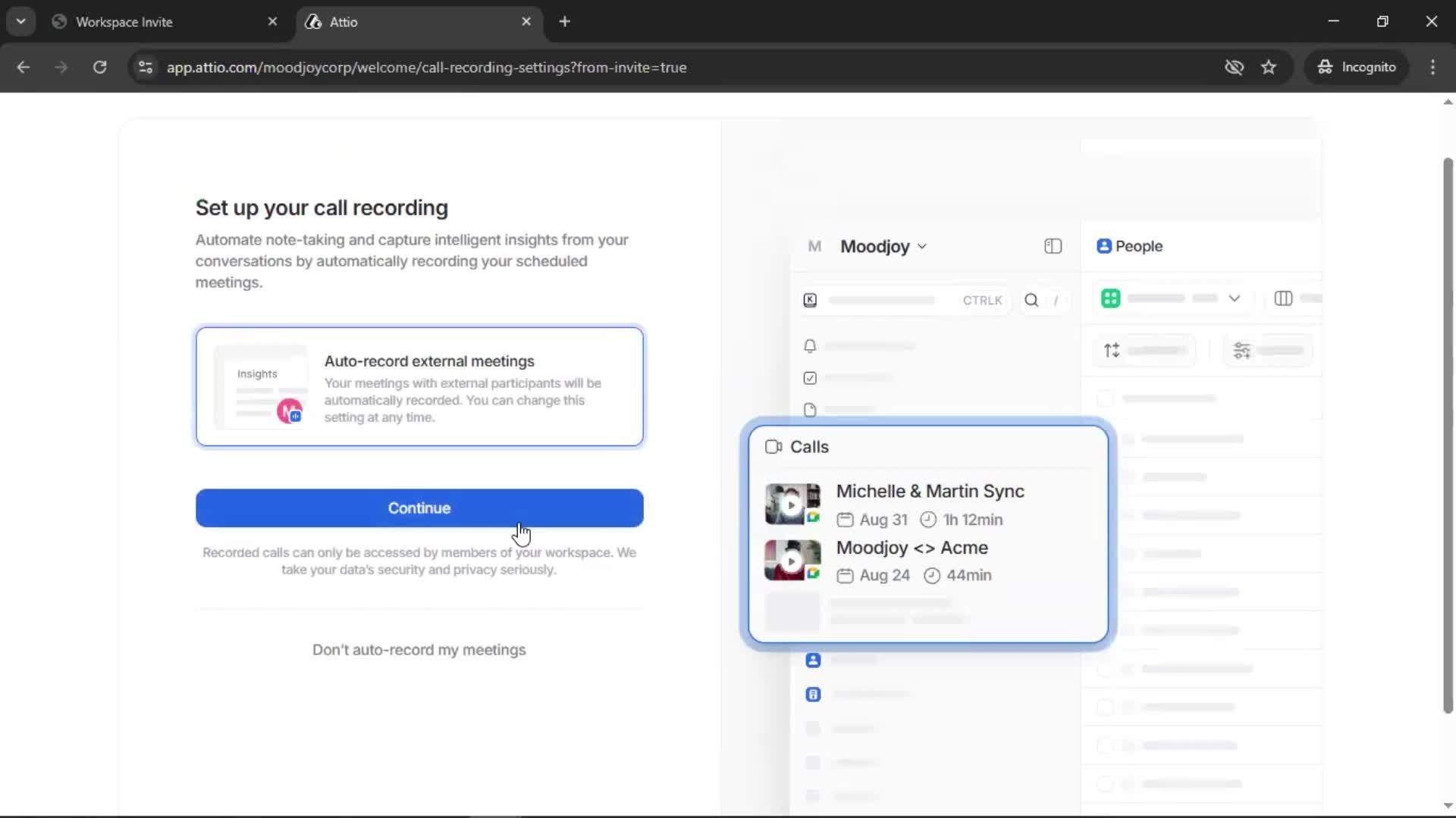 Accepting an invite screenshot