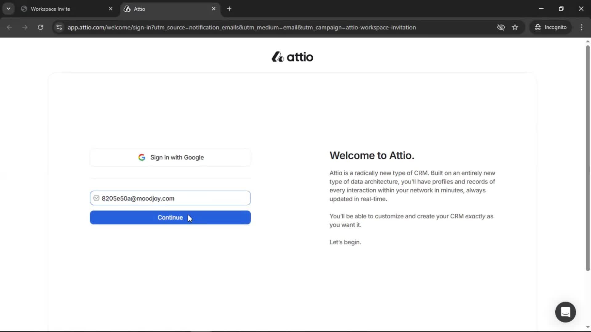Accepting an invite on Attio video thumbnail