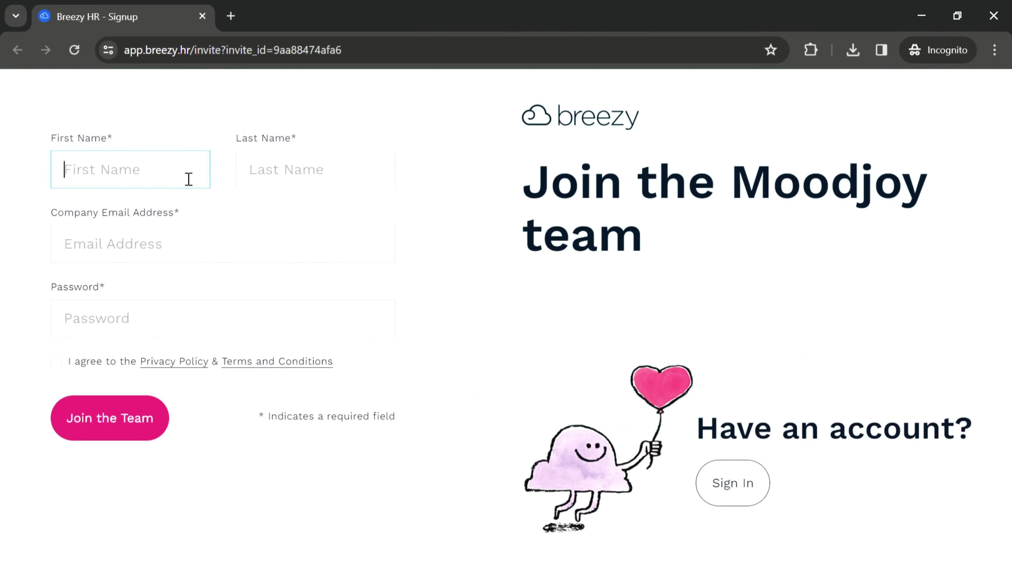 Accepting an invite on Breezy HR video thumbnail