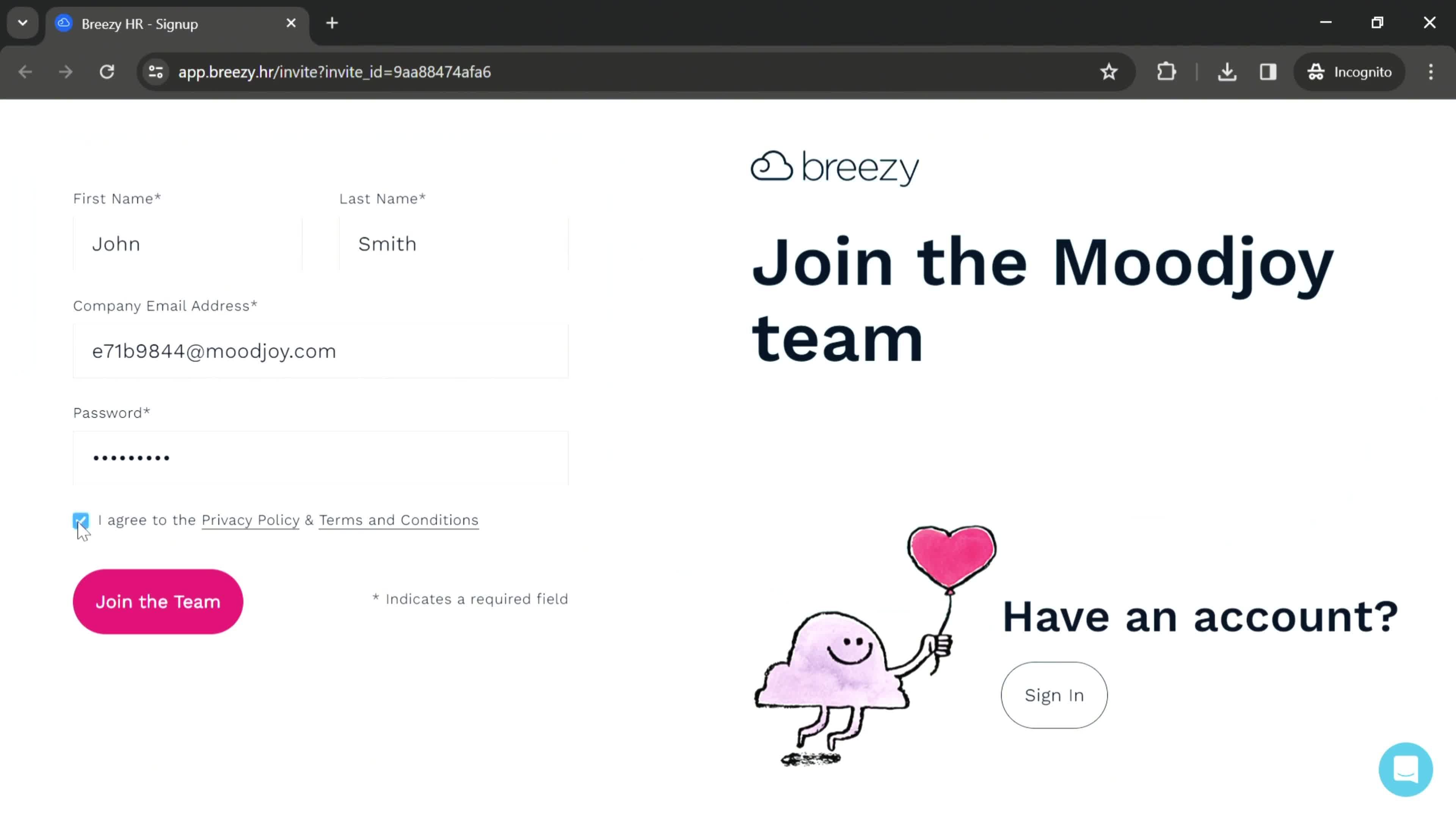 Accepting an invite on Breezy HR video thumbnail