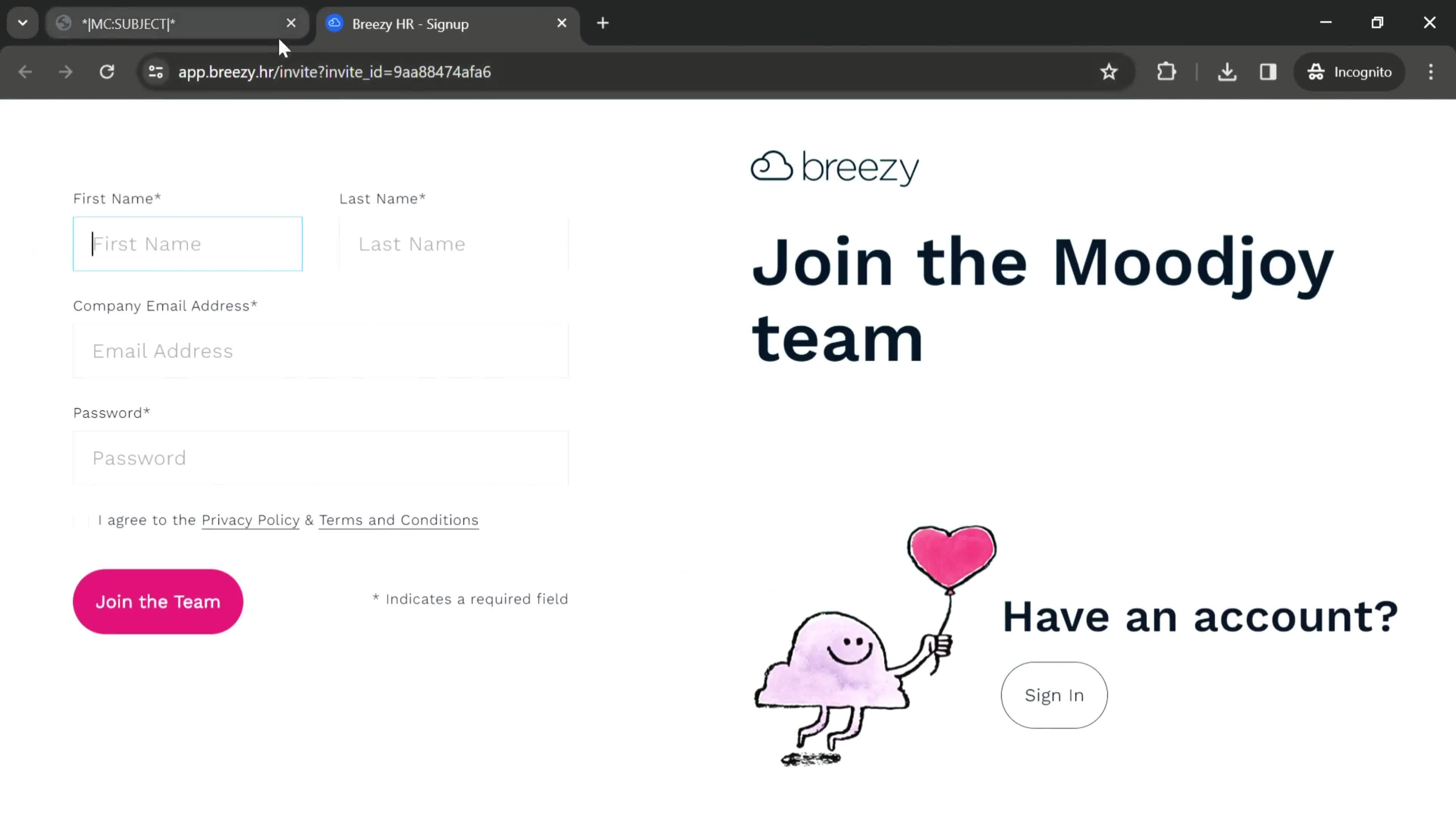 Accepting an invite on Breezy HR video thumbnail