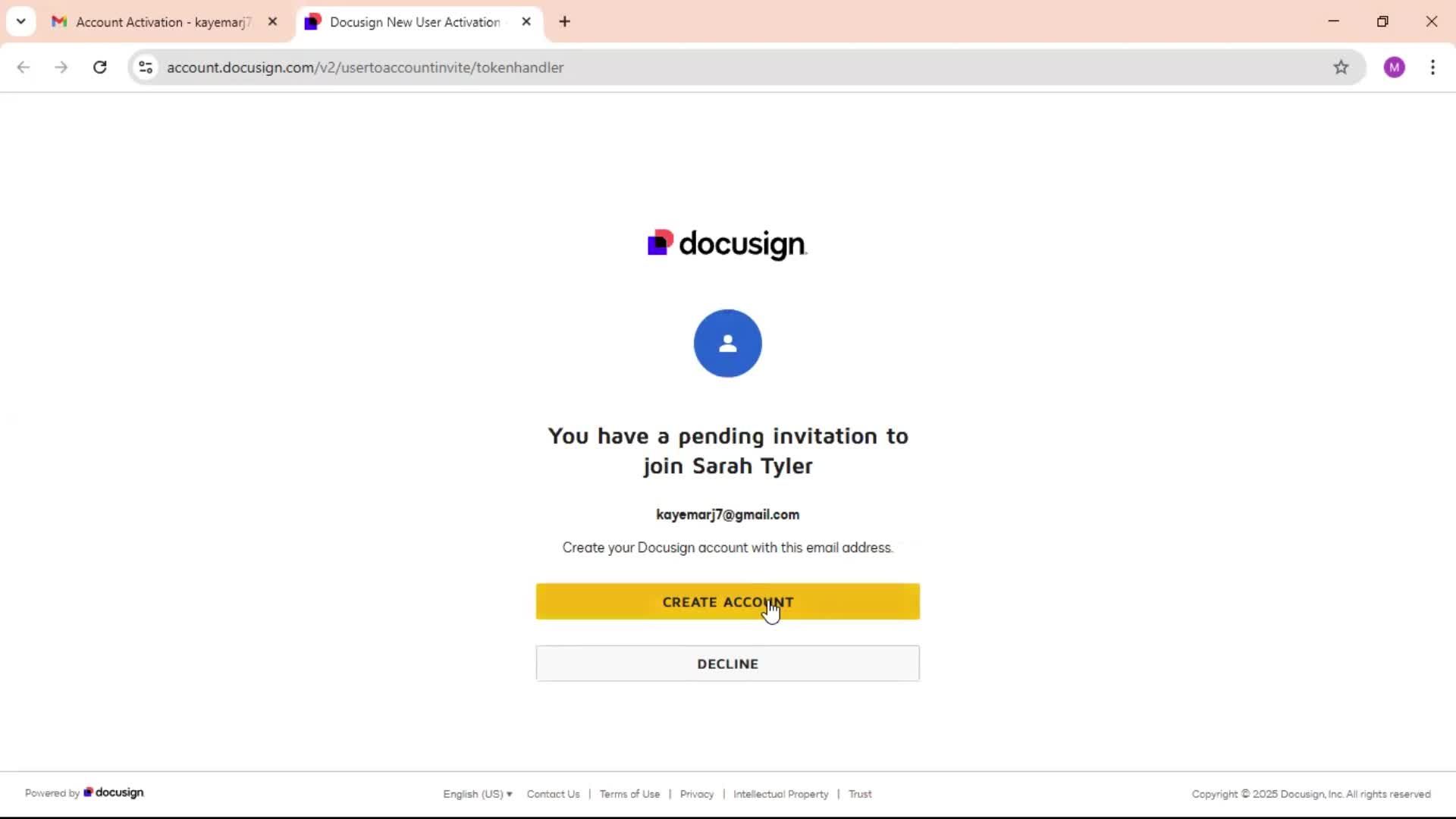 Accepting an invite on Docusign video thumbnail