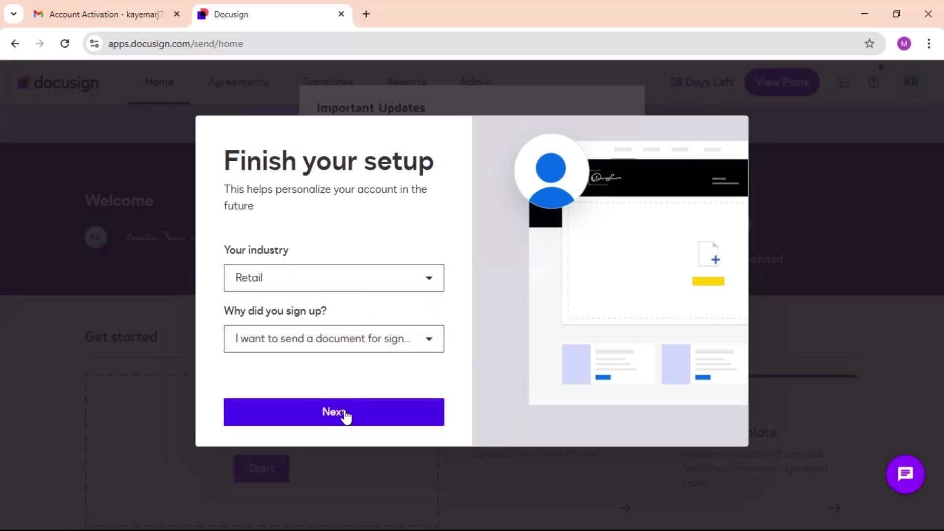 Accepting an invite screenshot