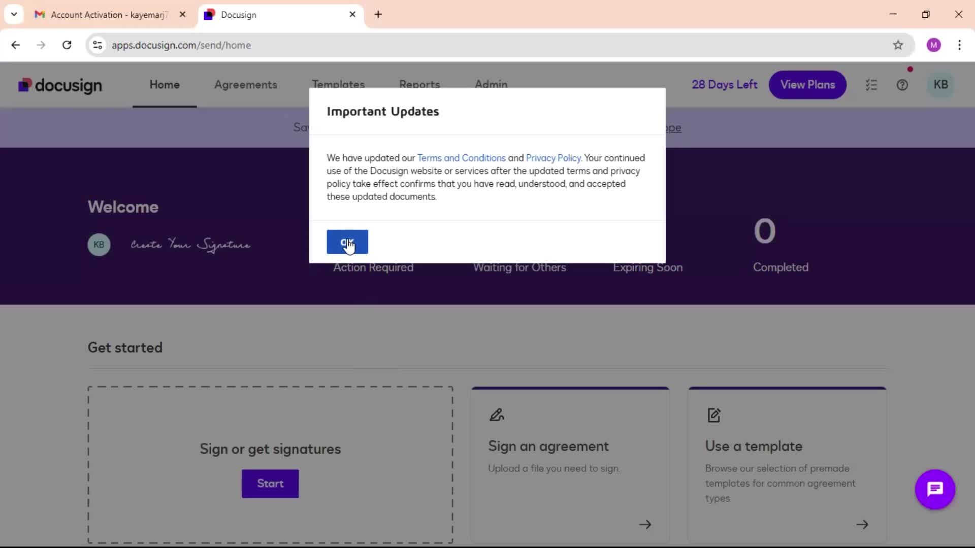 Accepting an invite screenshot
