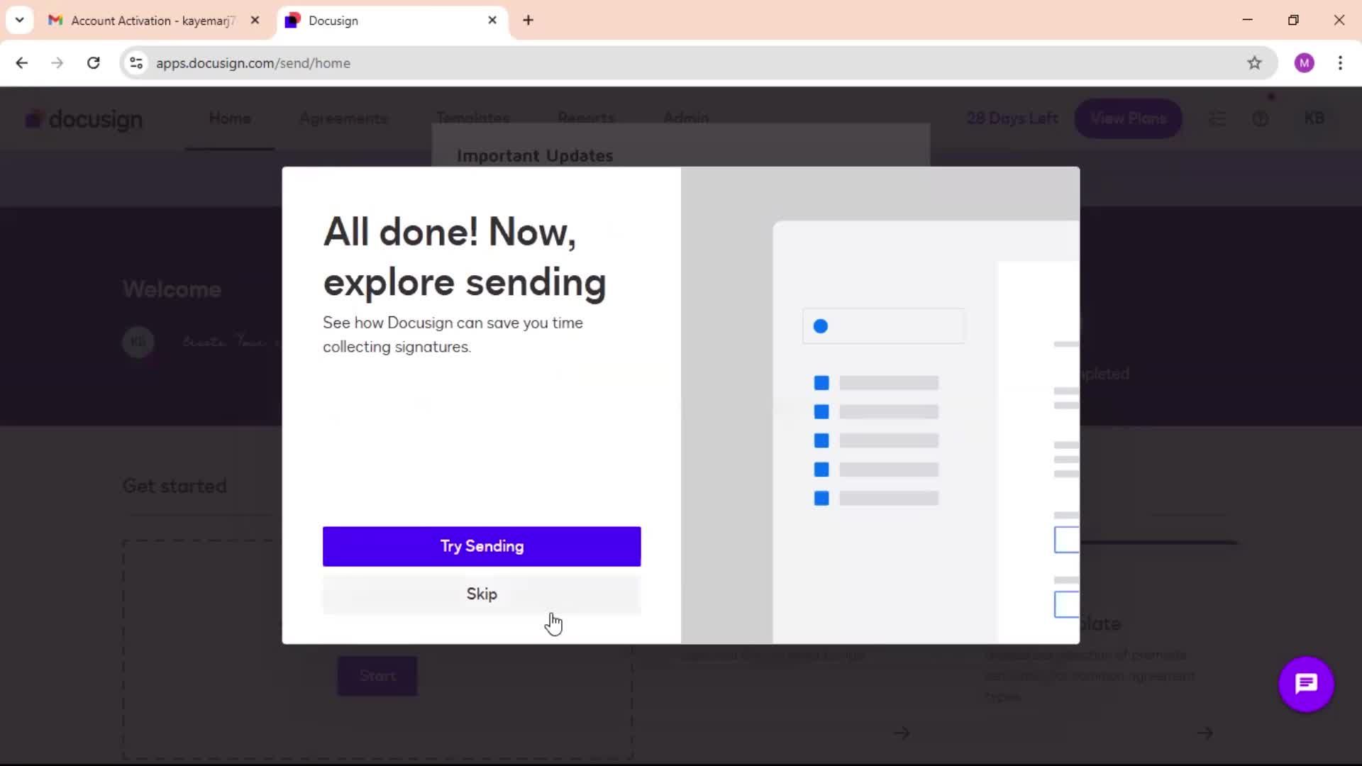 Accepting an invite screenshot