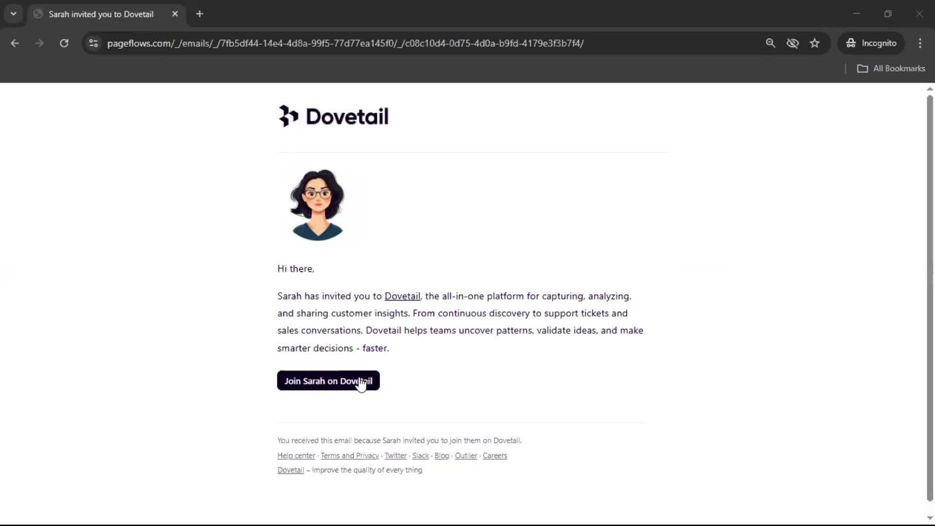 Accepting an invite screenshot