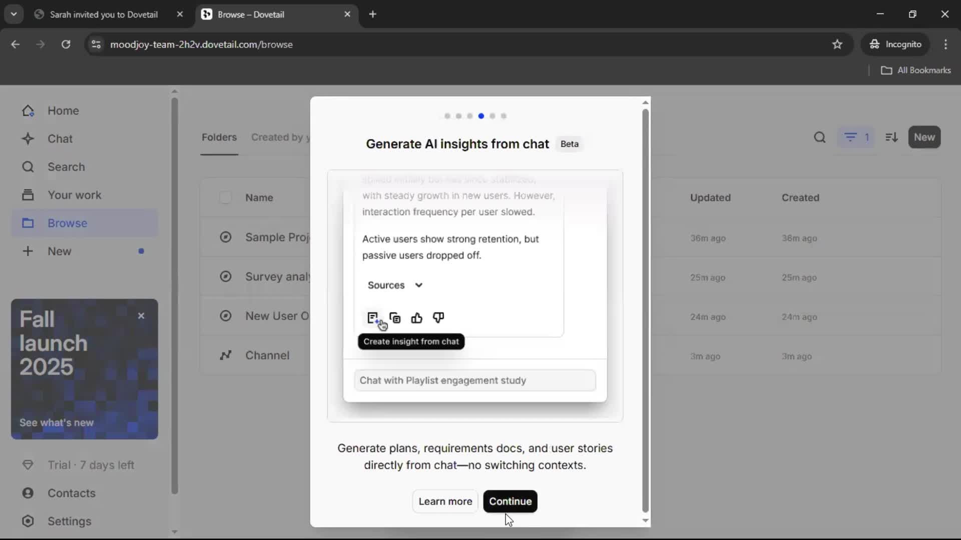 Accepting an invite screenshot
