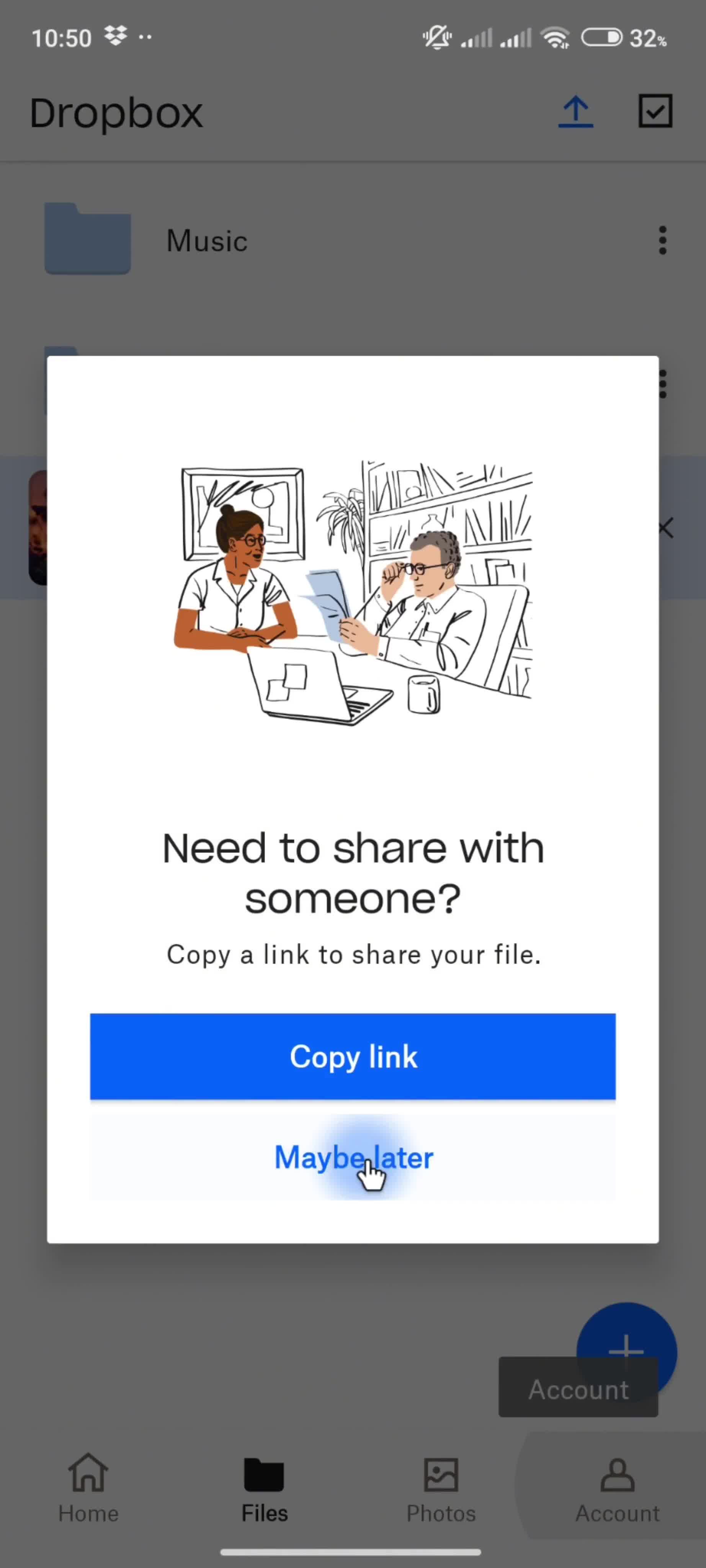Accepting an invite screenshot