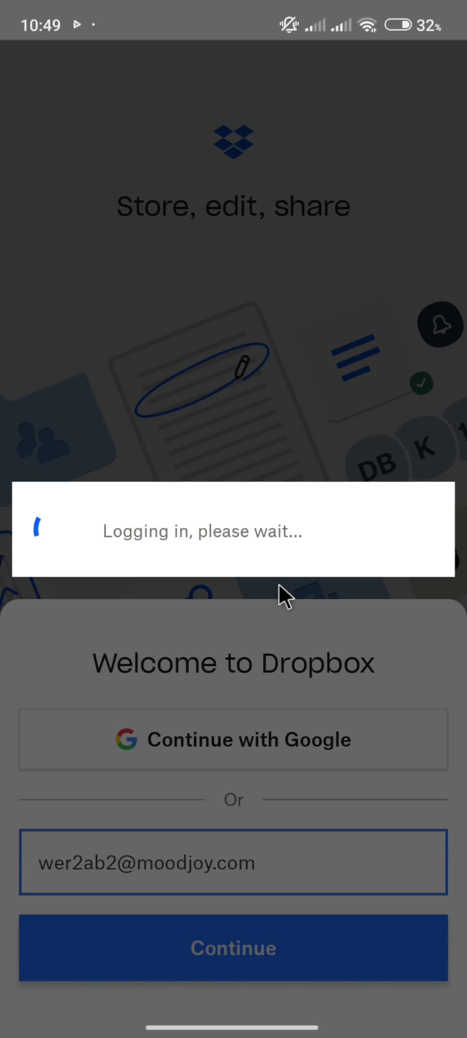 Accepting an invite screenshot