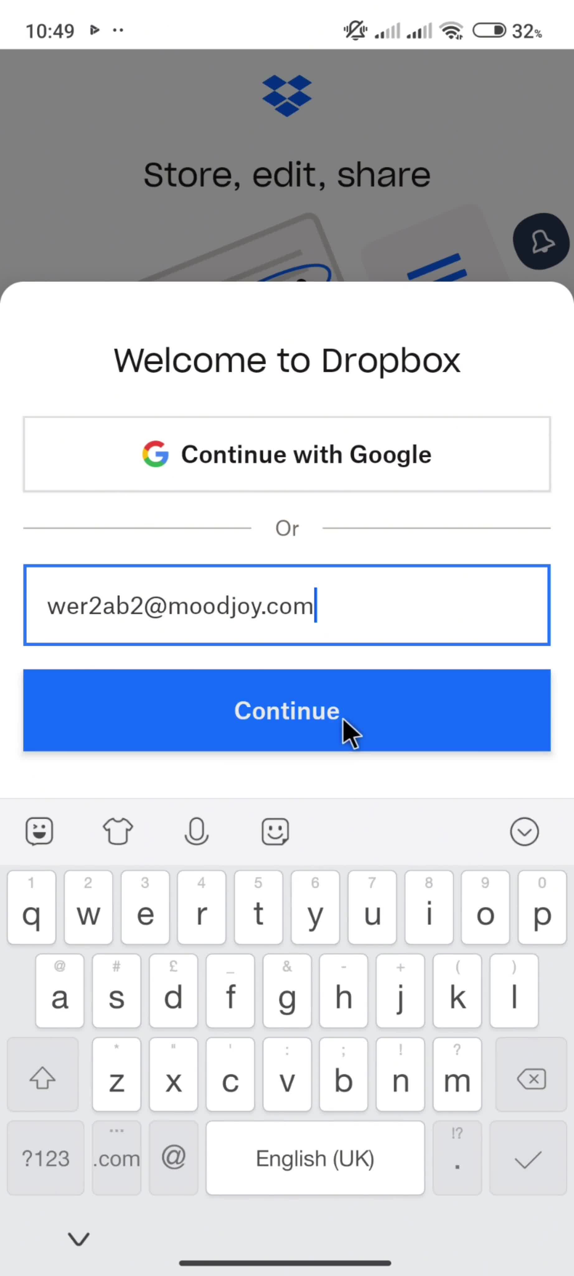 Accepting an invite screenshot