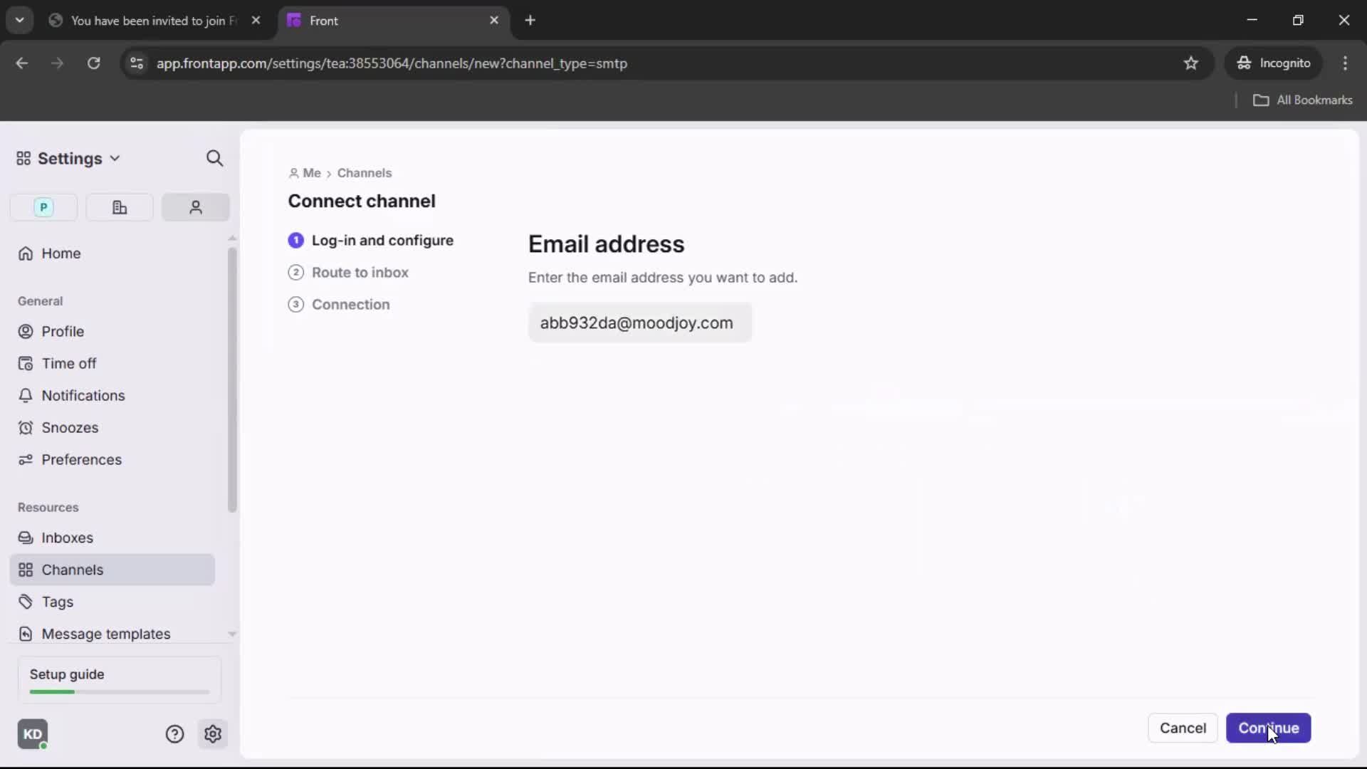 Accepting an invite screenshot