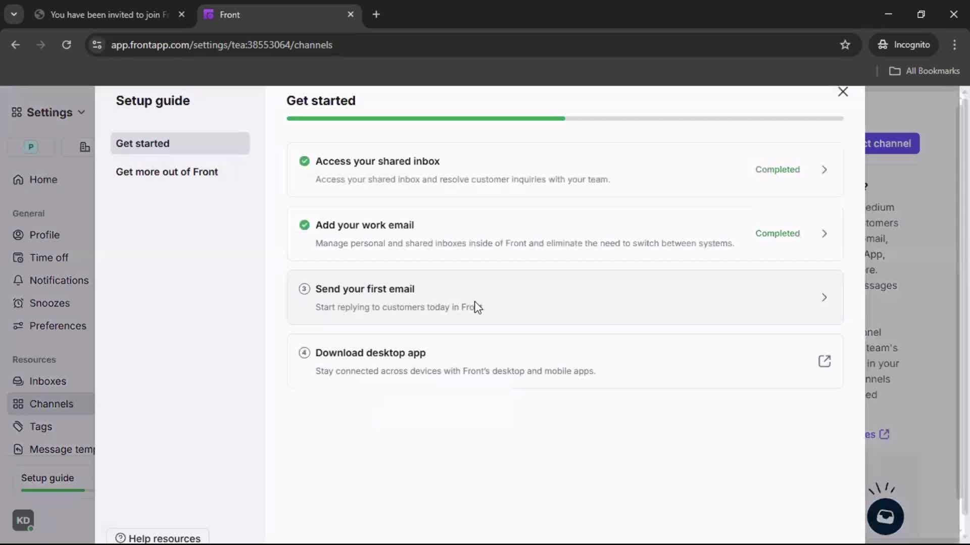 Accepting an invite screenshot