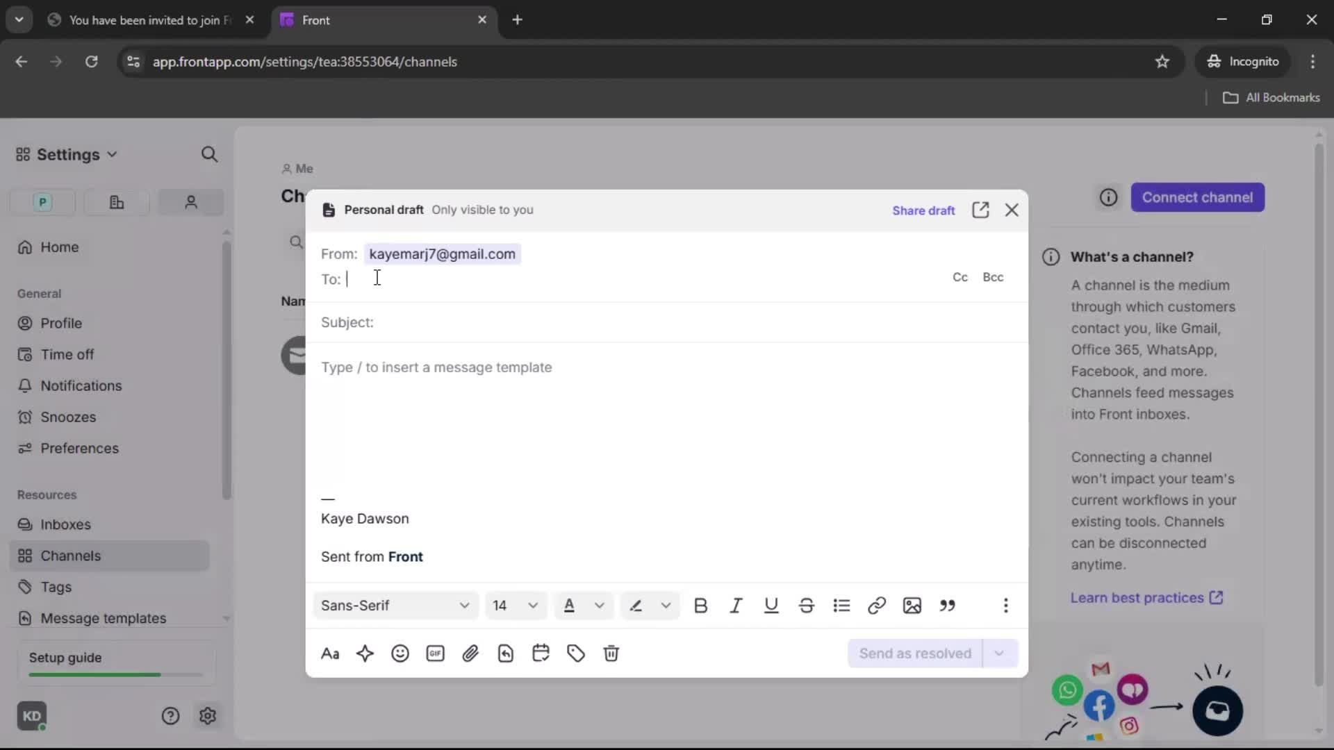 Accepting an invite screenshot