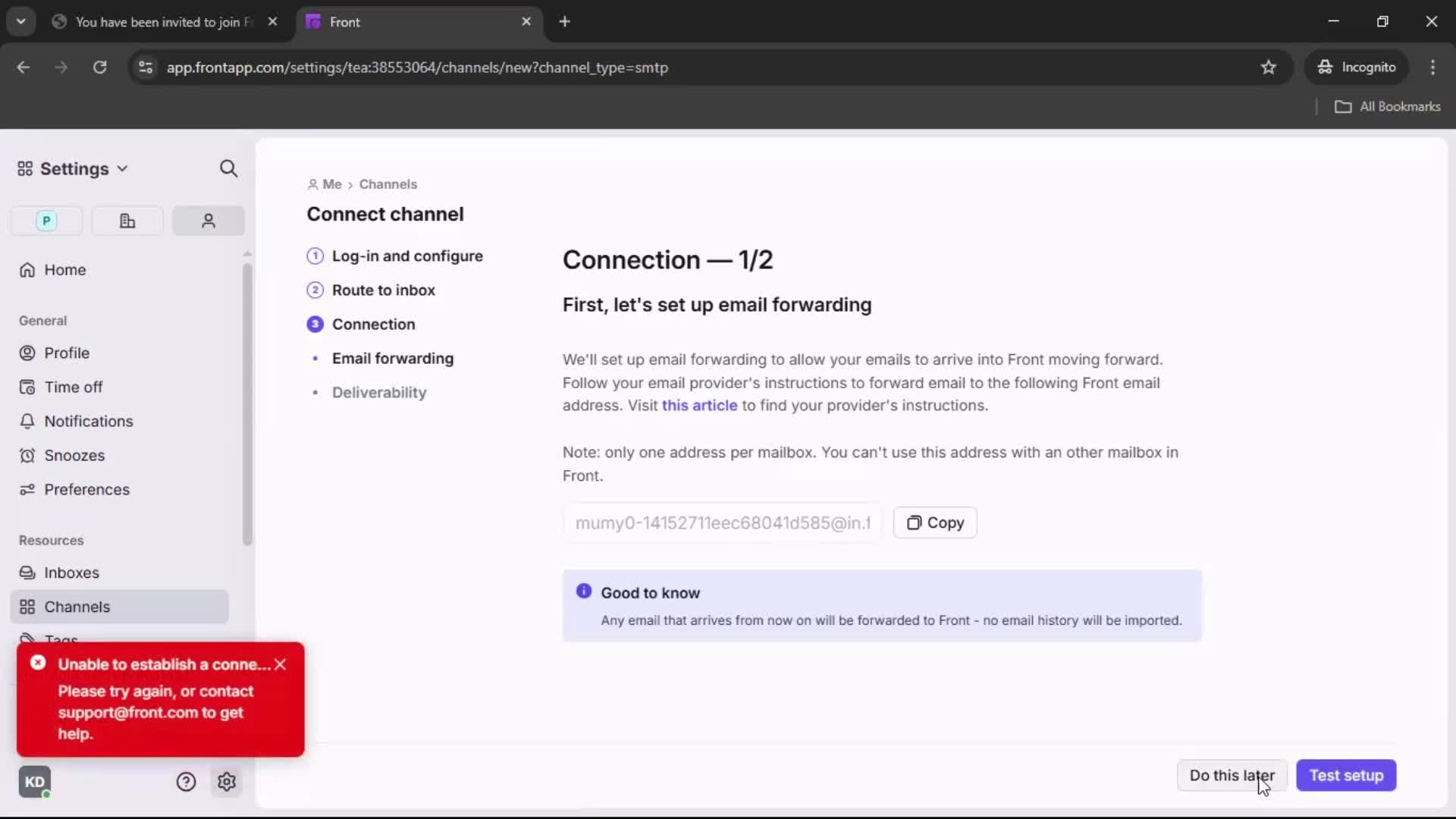 Accepting an invite screenshot