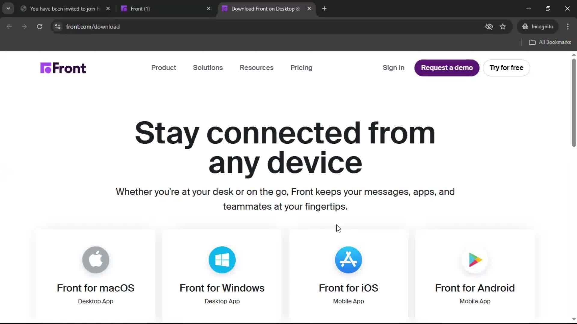 Accepting an invite screenshot