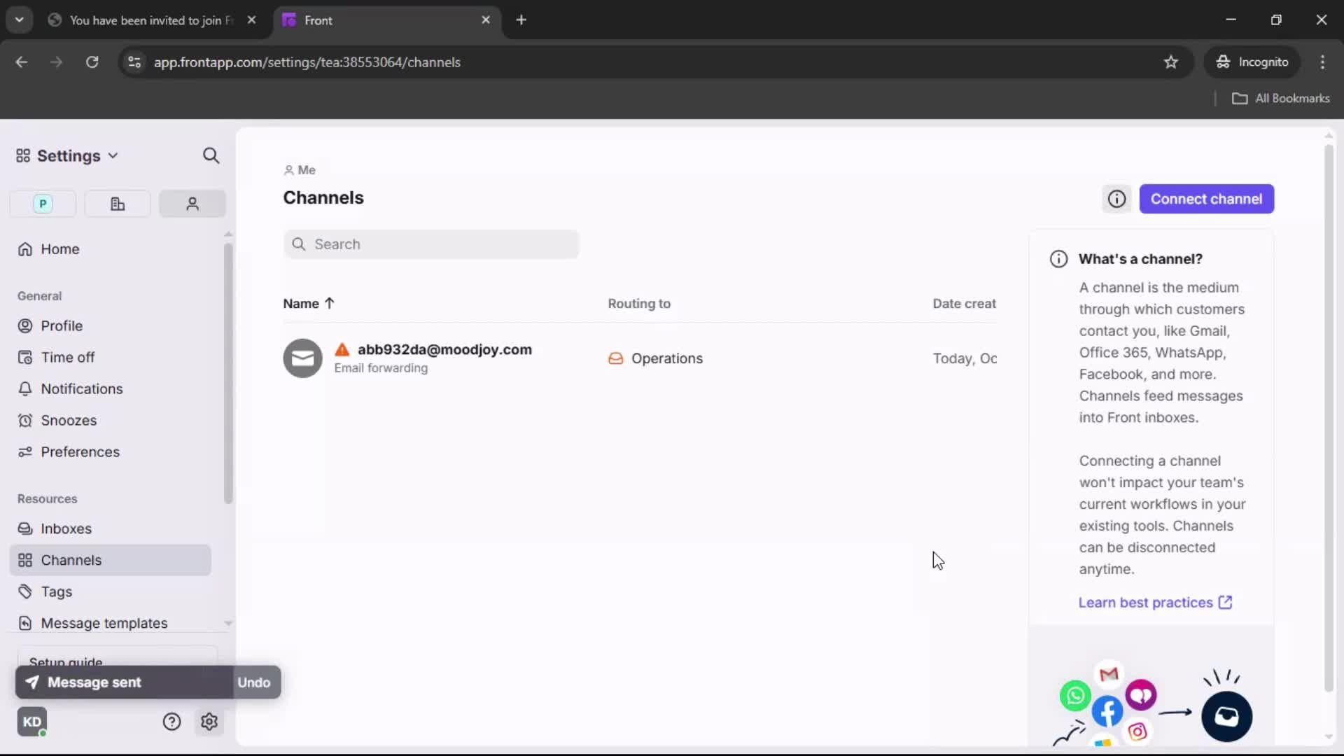 Accepting an invite screenshot