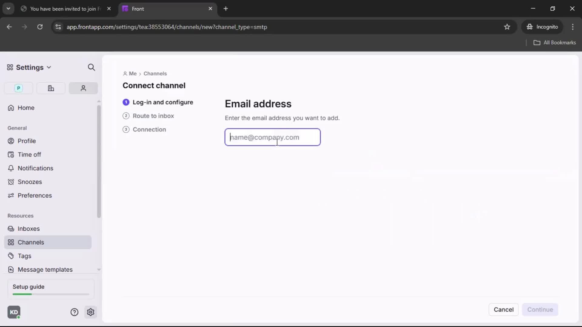 Accepting an invite screenshot