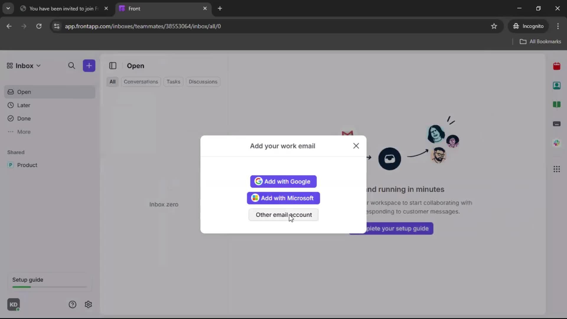 Accepting an invite screenshot