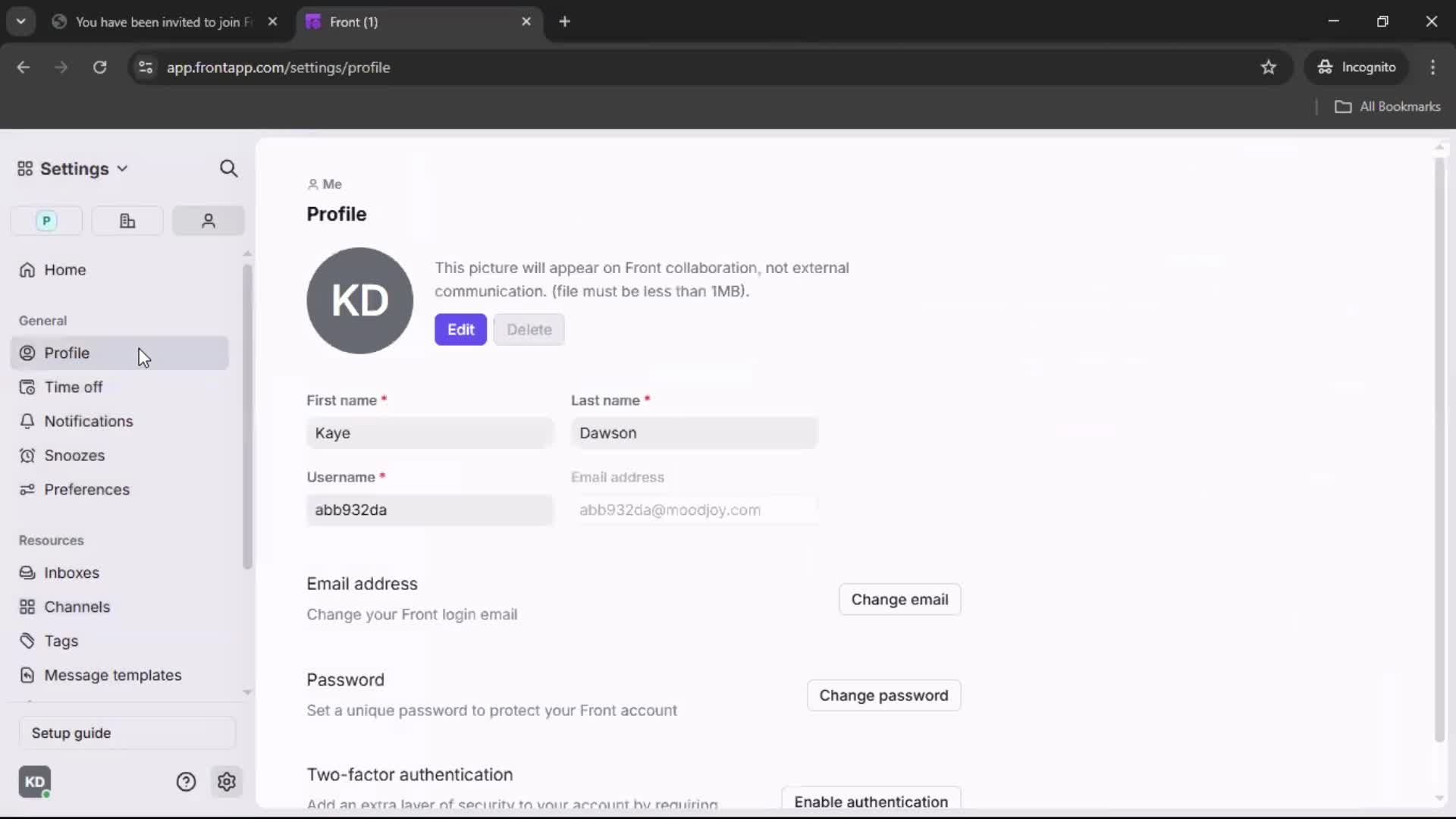 Accepting an invite screenshot