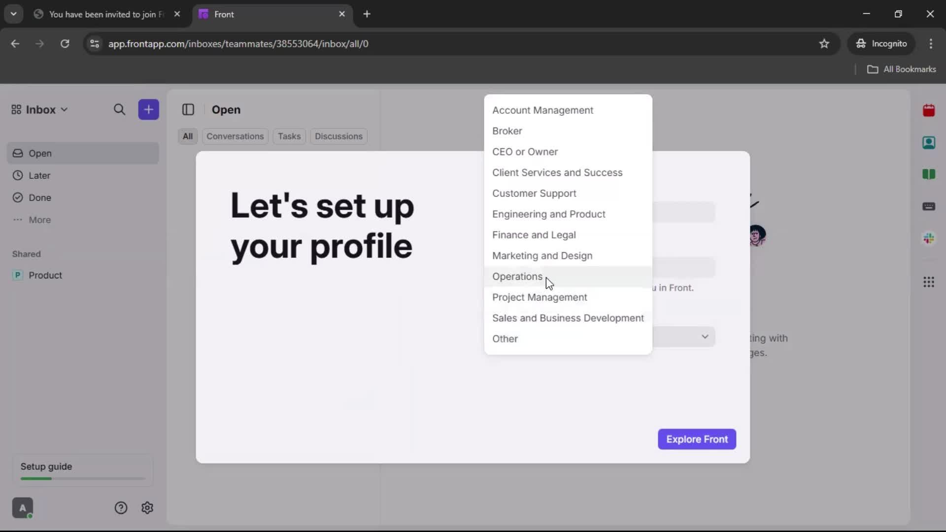 Accepting an invite screenshot