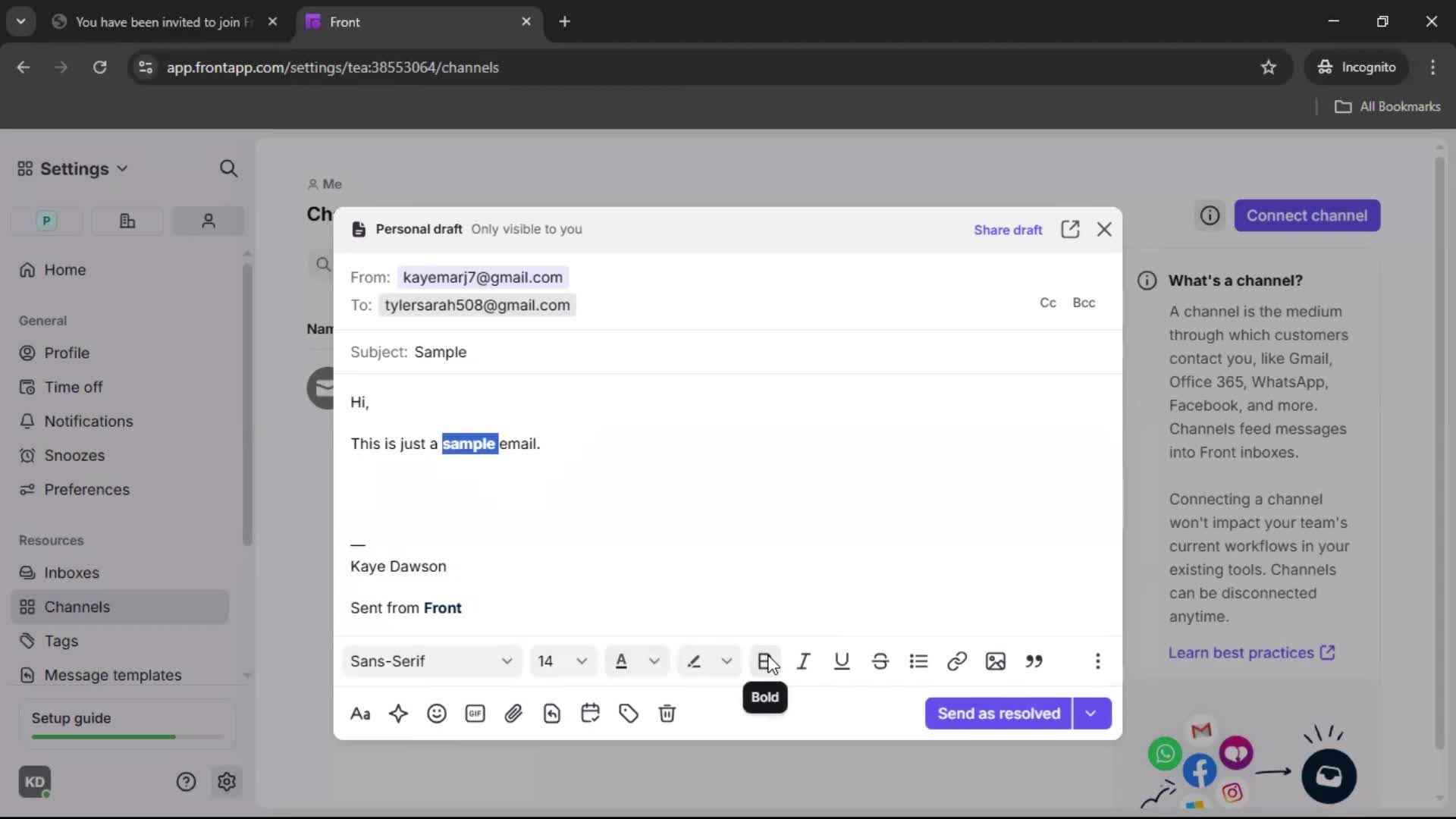 Accepting an invite screenshot
