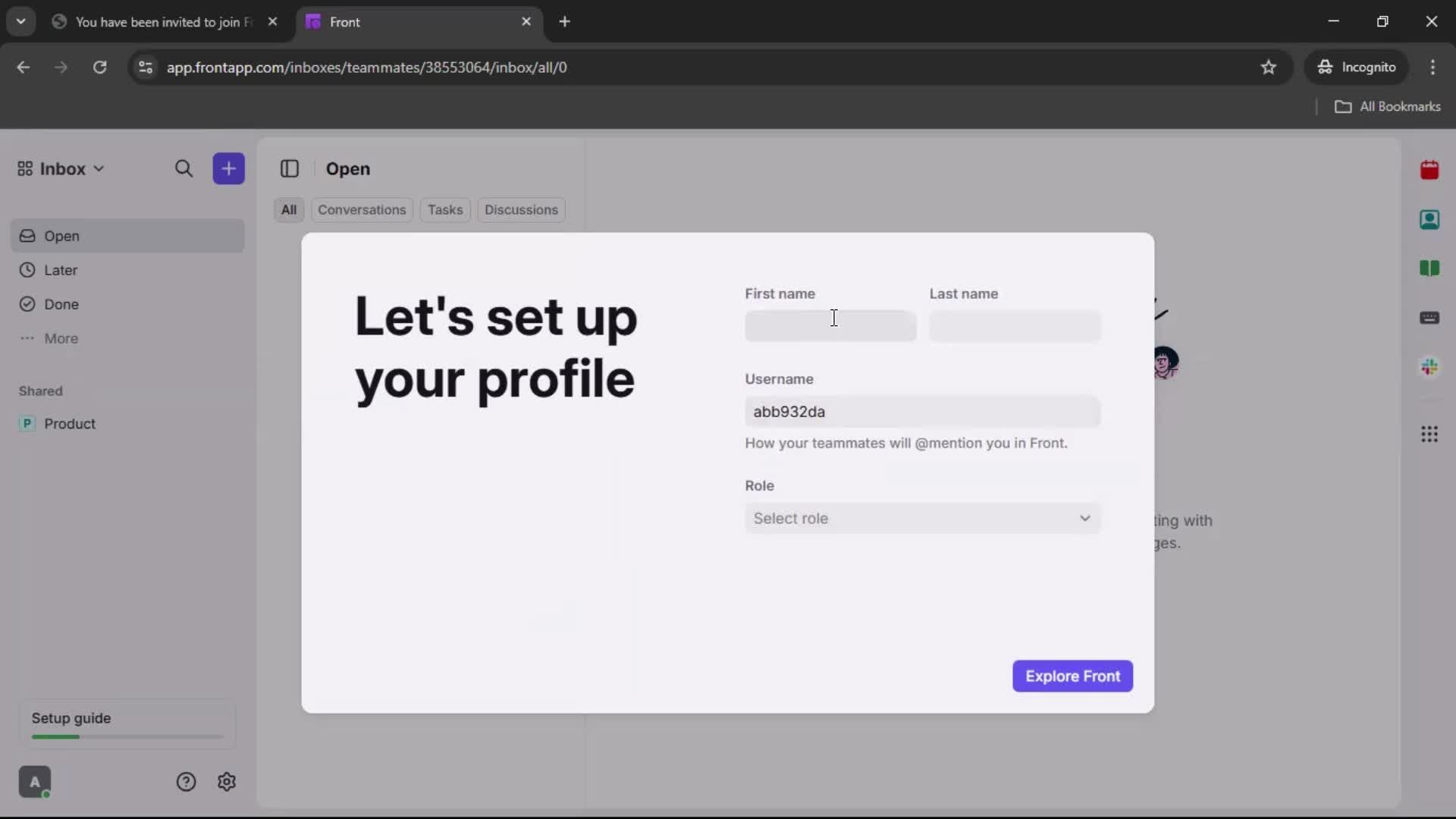 Accepting an invite screenshot