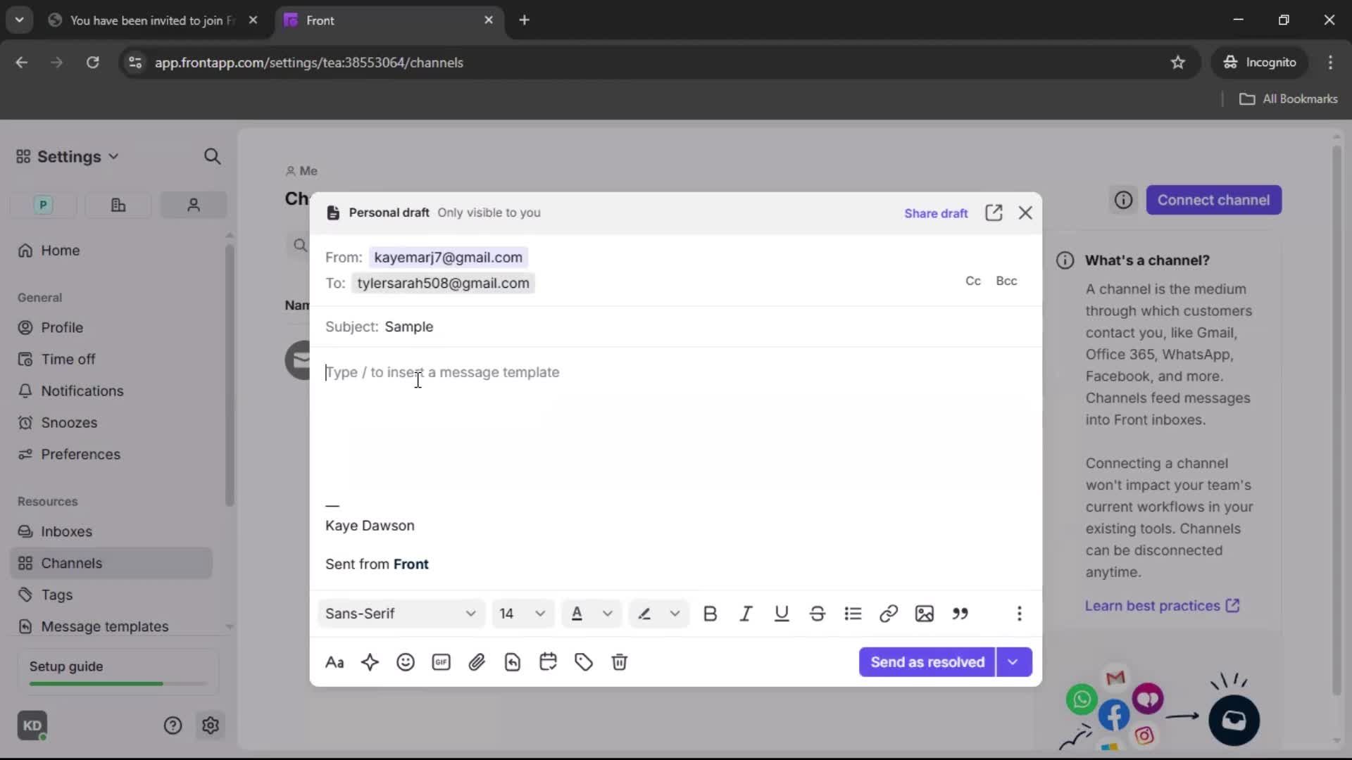 Accepting an invite screenshot