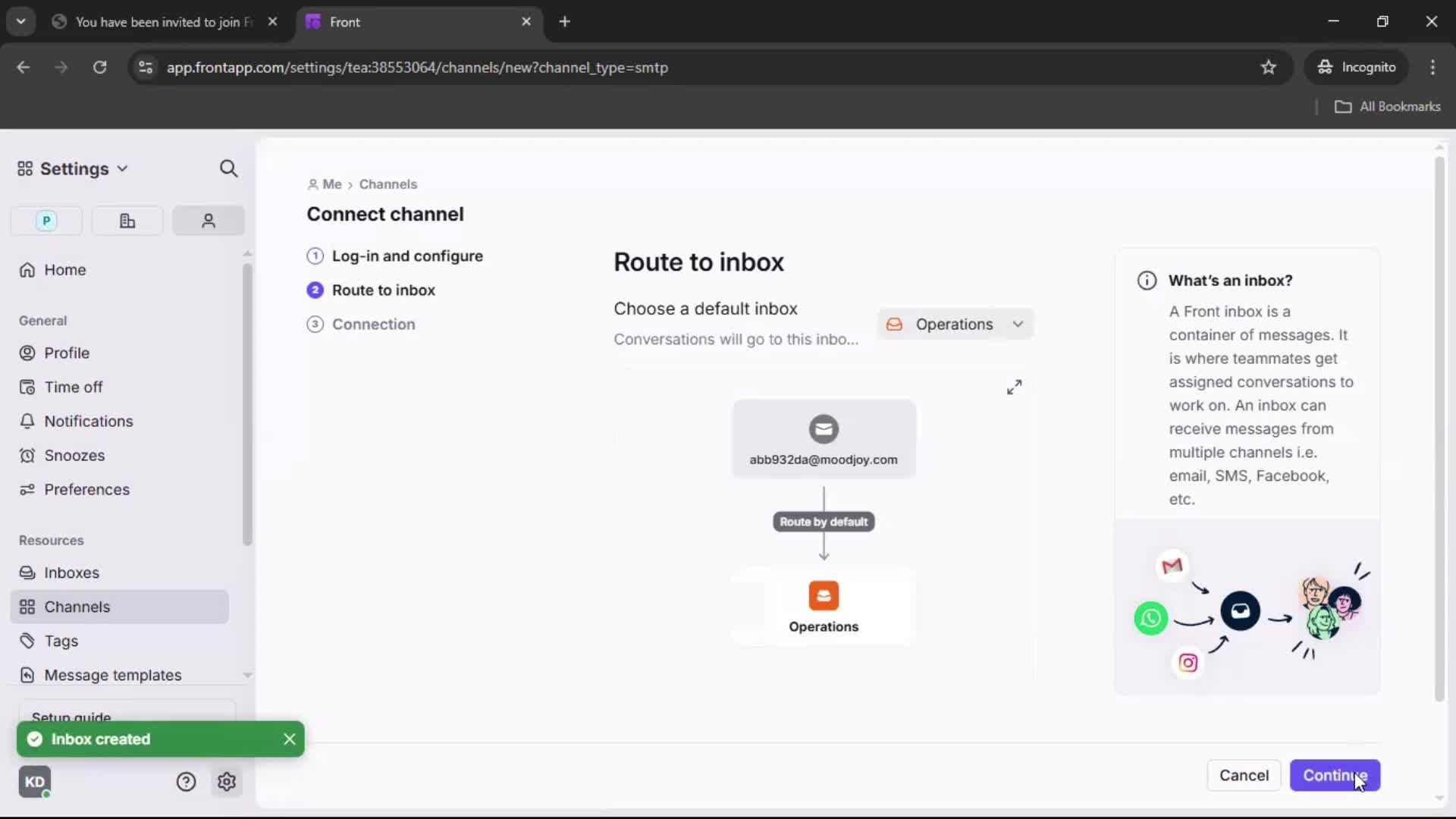 Accepting an invite screenshot