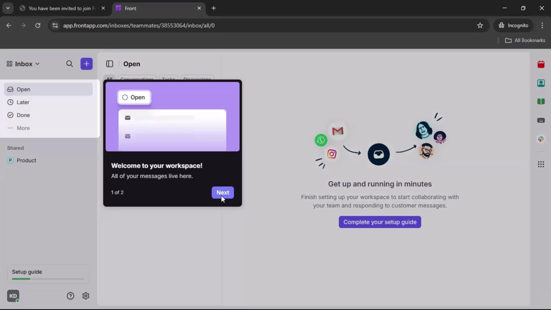 Accepting an invite screenshot