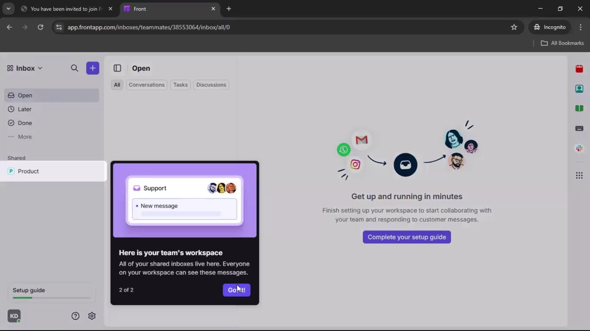 Accepting an invite screenshot