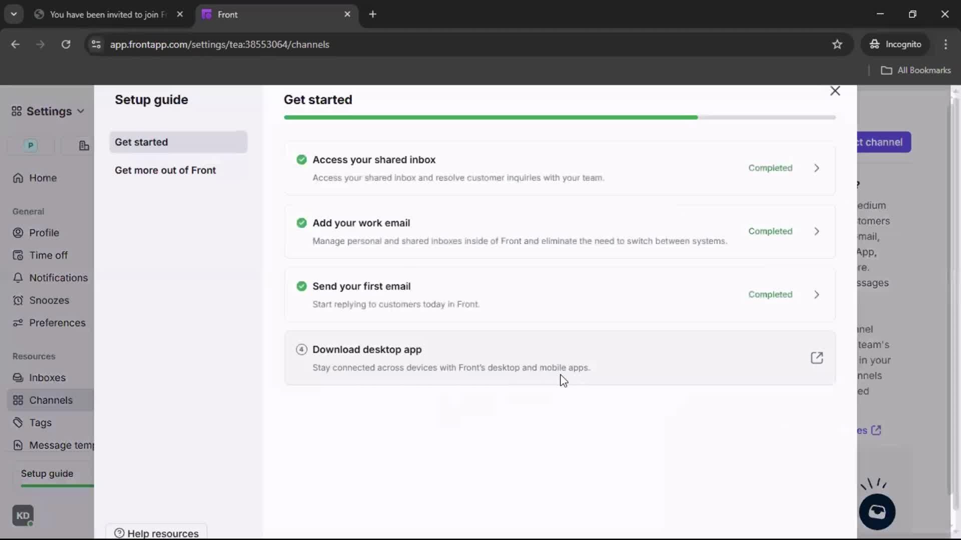 Accepting an invite screenshot