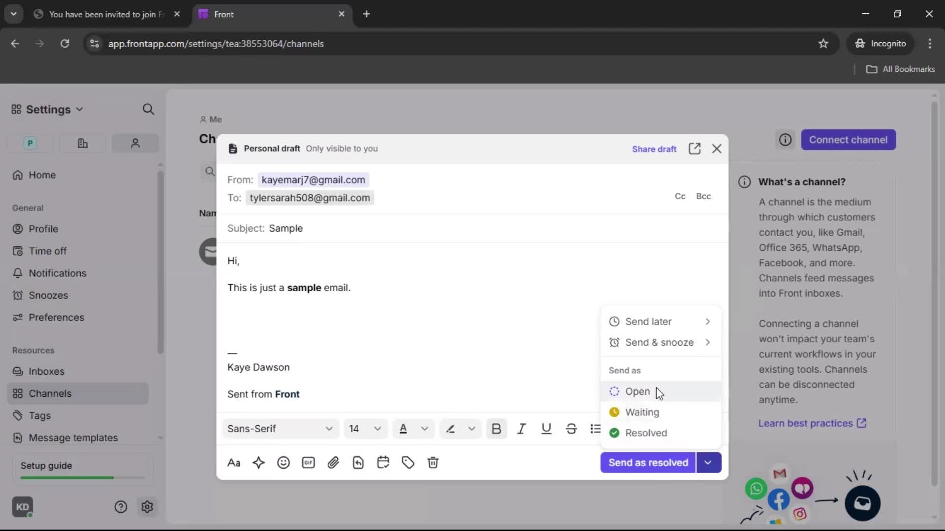 Accepting an invite screenshot