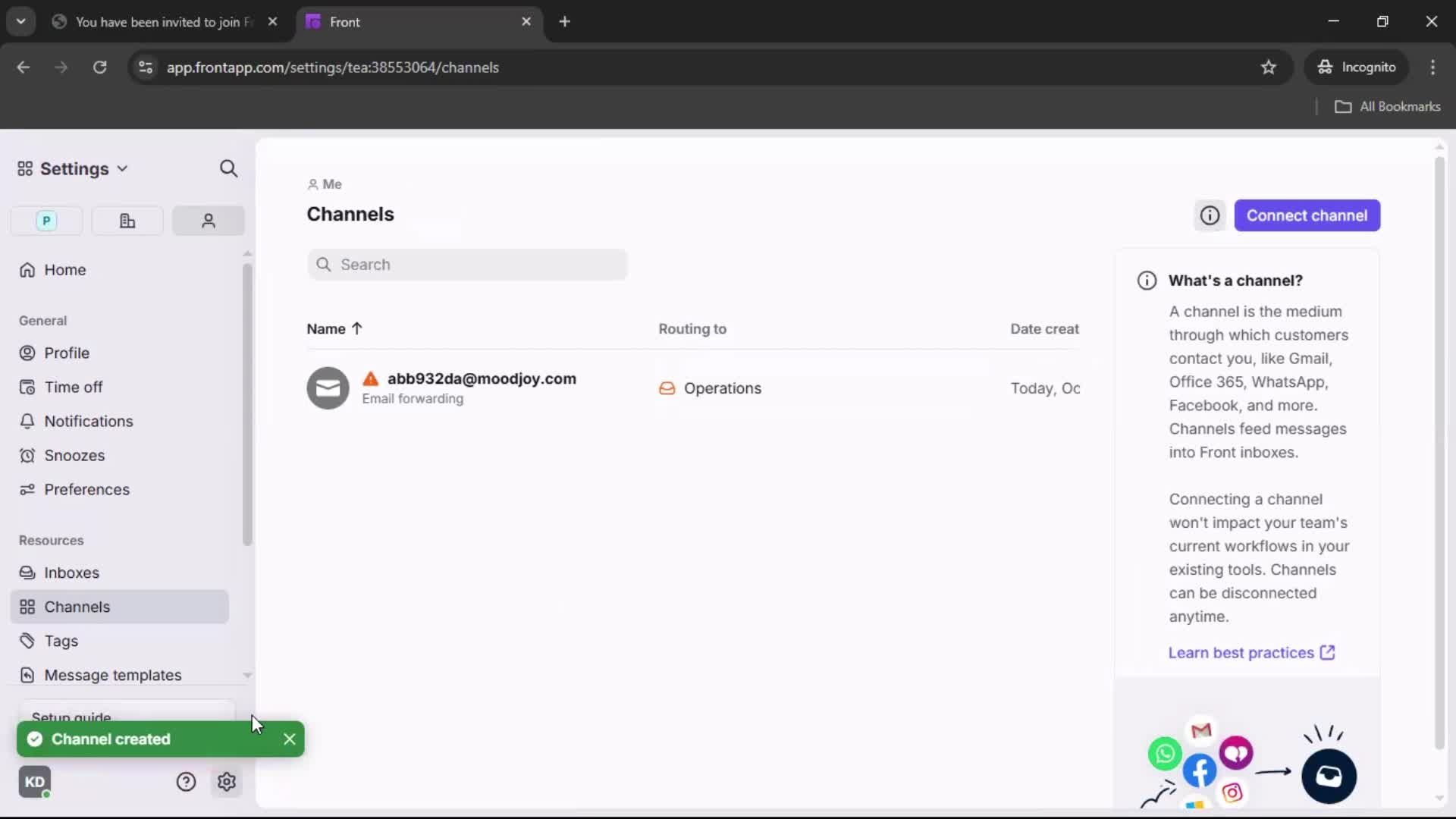 Accepting an invite screenshot